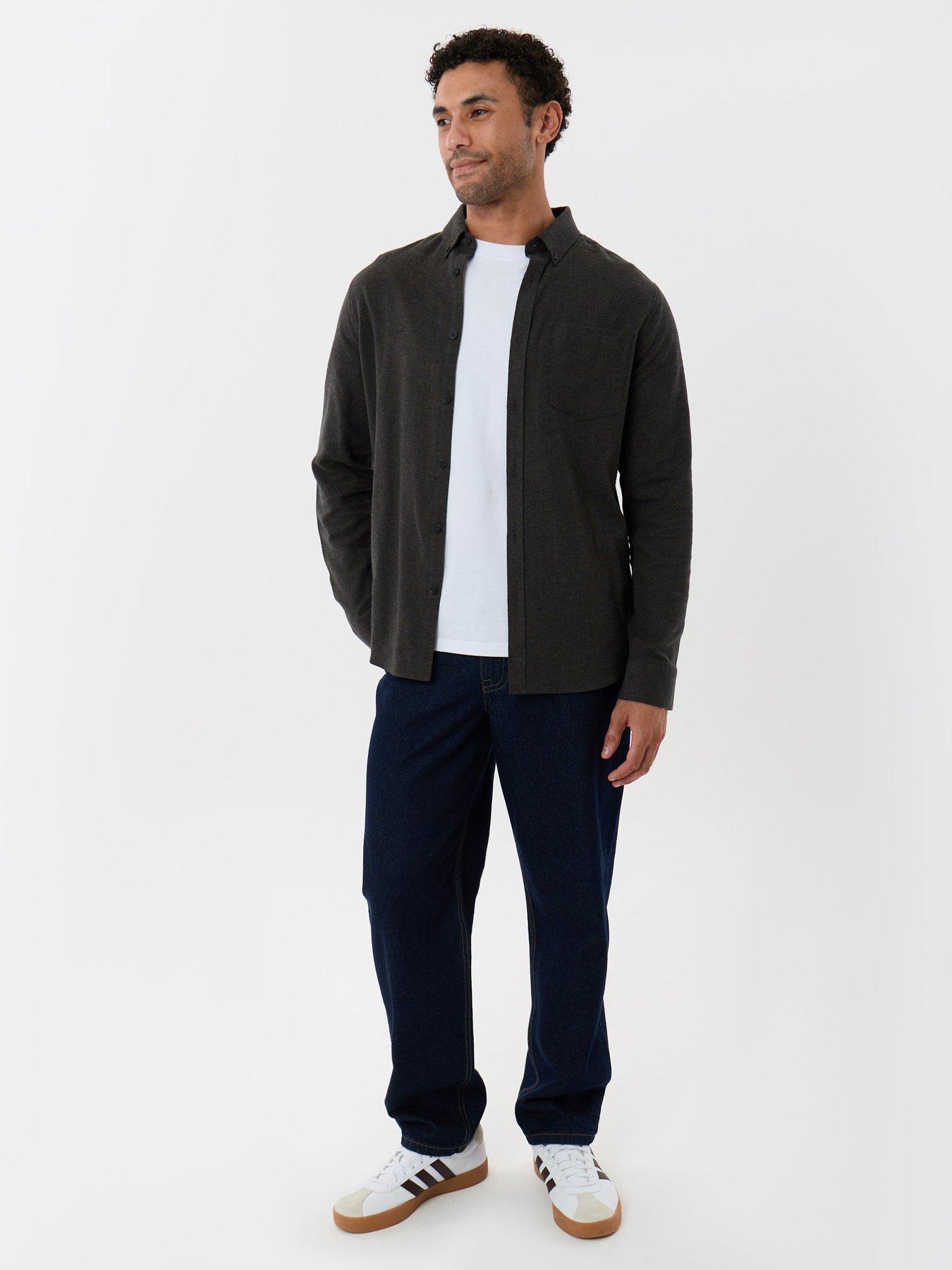 Image 3 of 5 of Threadbare Mens Shirt L/Slv Fell - Khaki/Black Regular fit