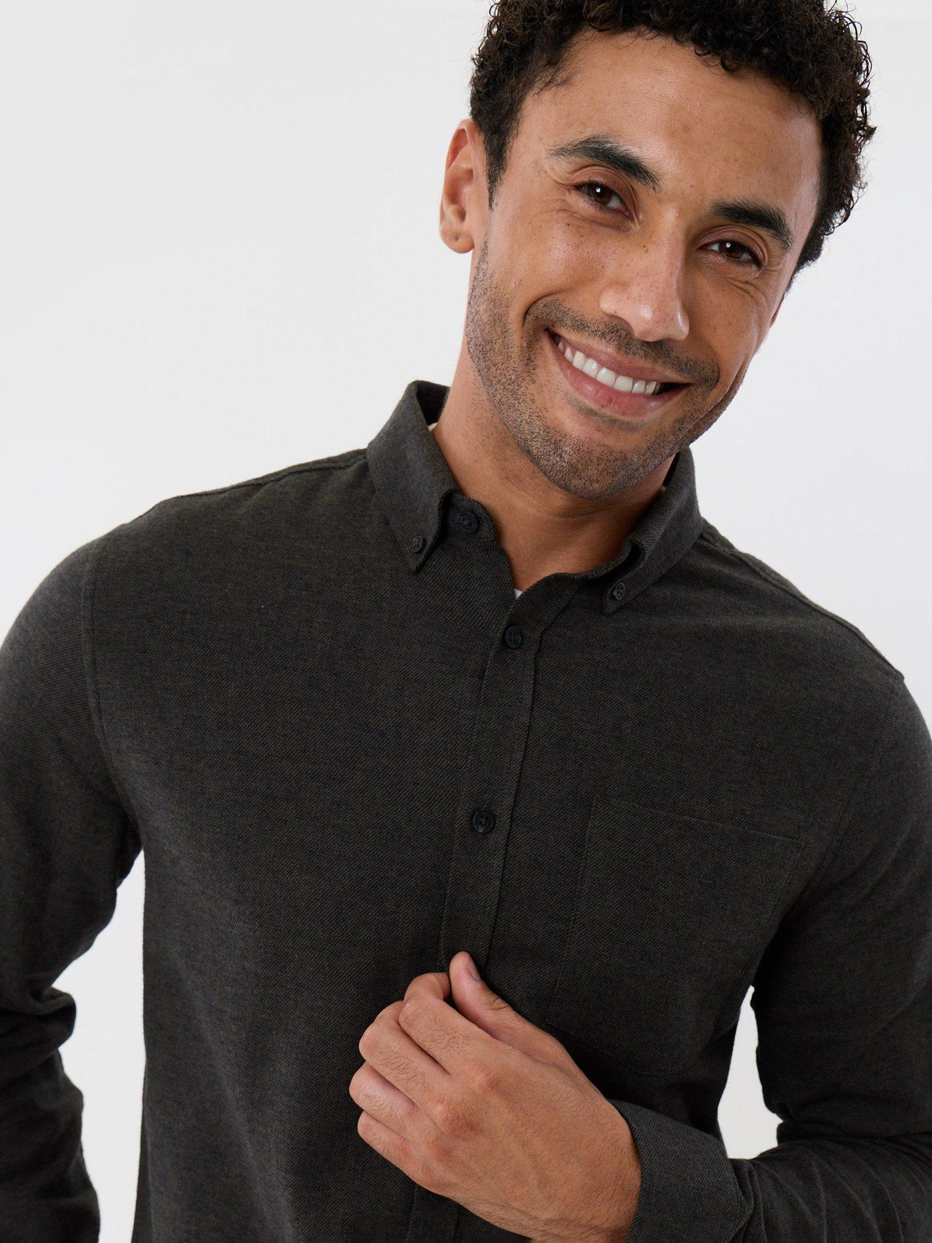 Image 4 of 5 of Threadbare Mens Shirt L/Slv Fell - Khaki/Black Regular fit