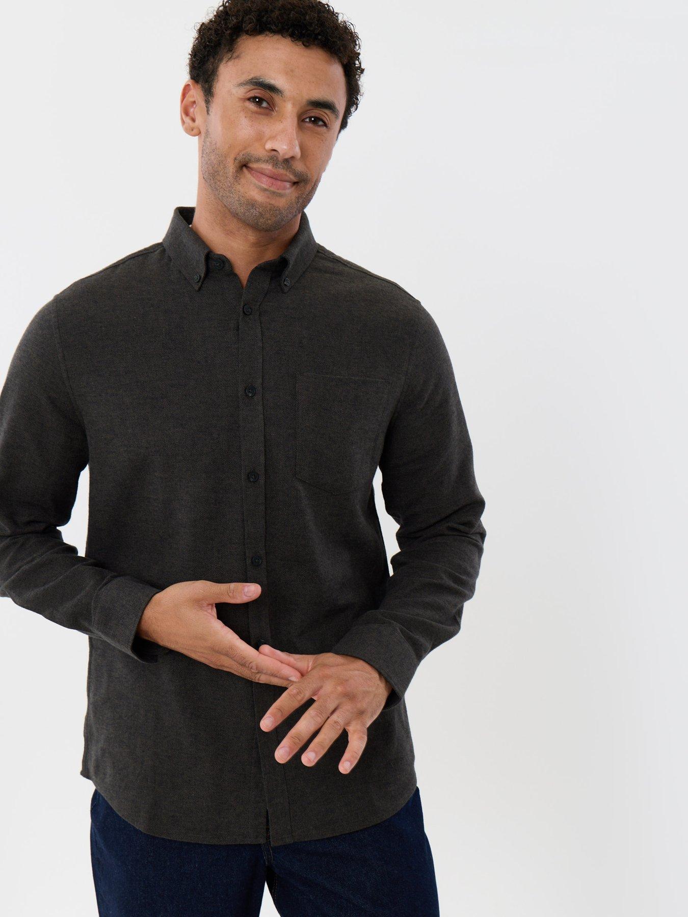Image 5 of 5 of Threadbare Mens Shirt L/Slv Fell - Khaki/Black Regular fit