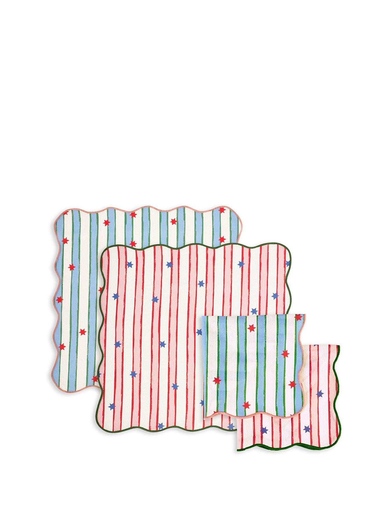 Image 2 of 6 of Eleanor Bowmer Eleanor Bowmer Stars &amp; Stripe Christmas Napkins - Set Of 4