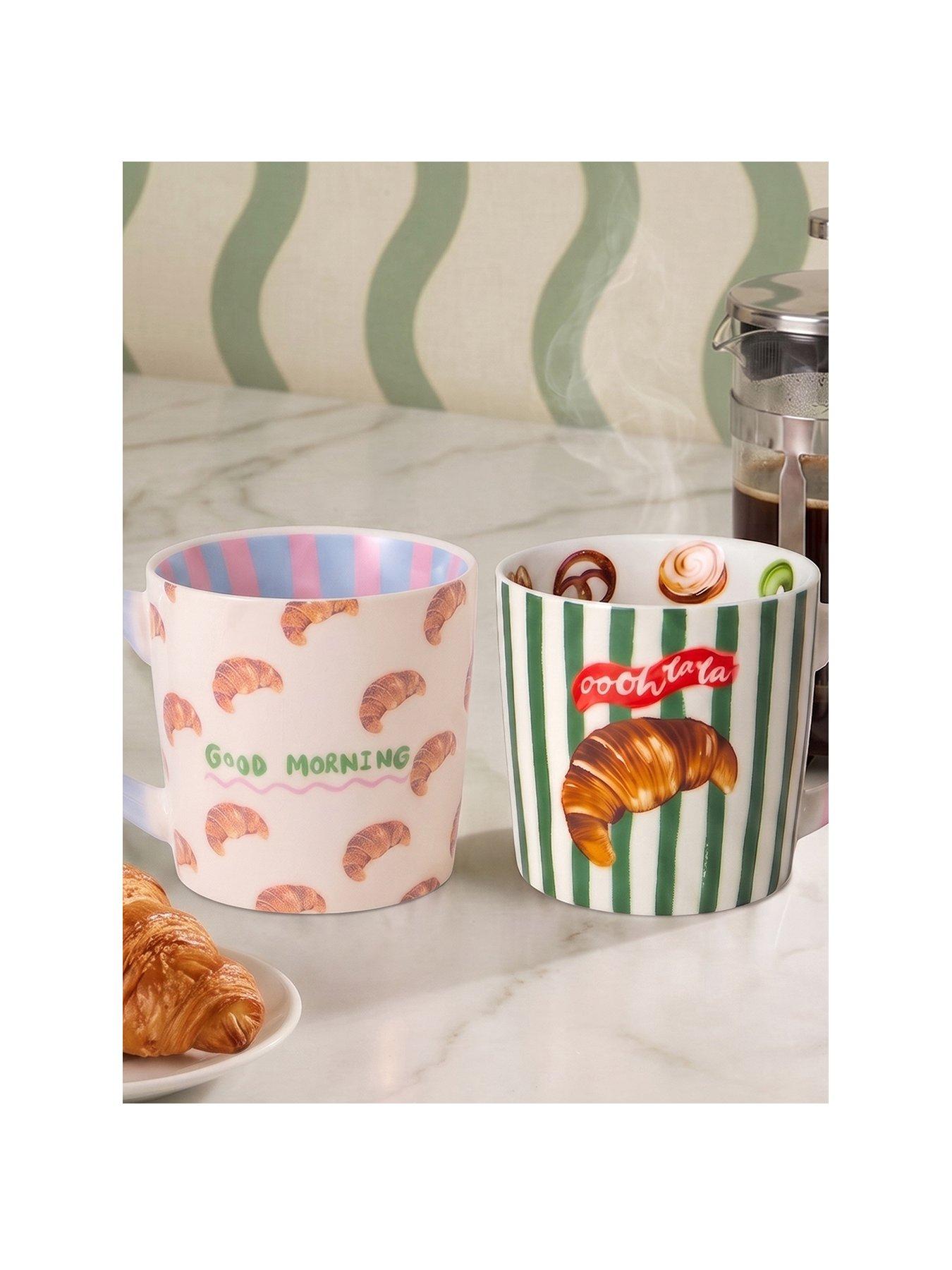 Image 2 of 5 of Eleanor Bowmer Eleanor Bowmer Good Morning Croissant Mug &amp; Ohh Lala Croissant Mug Set