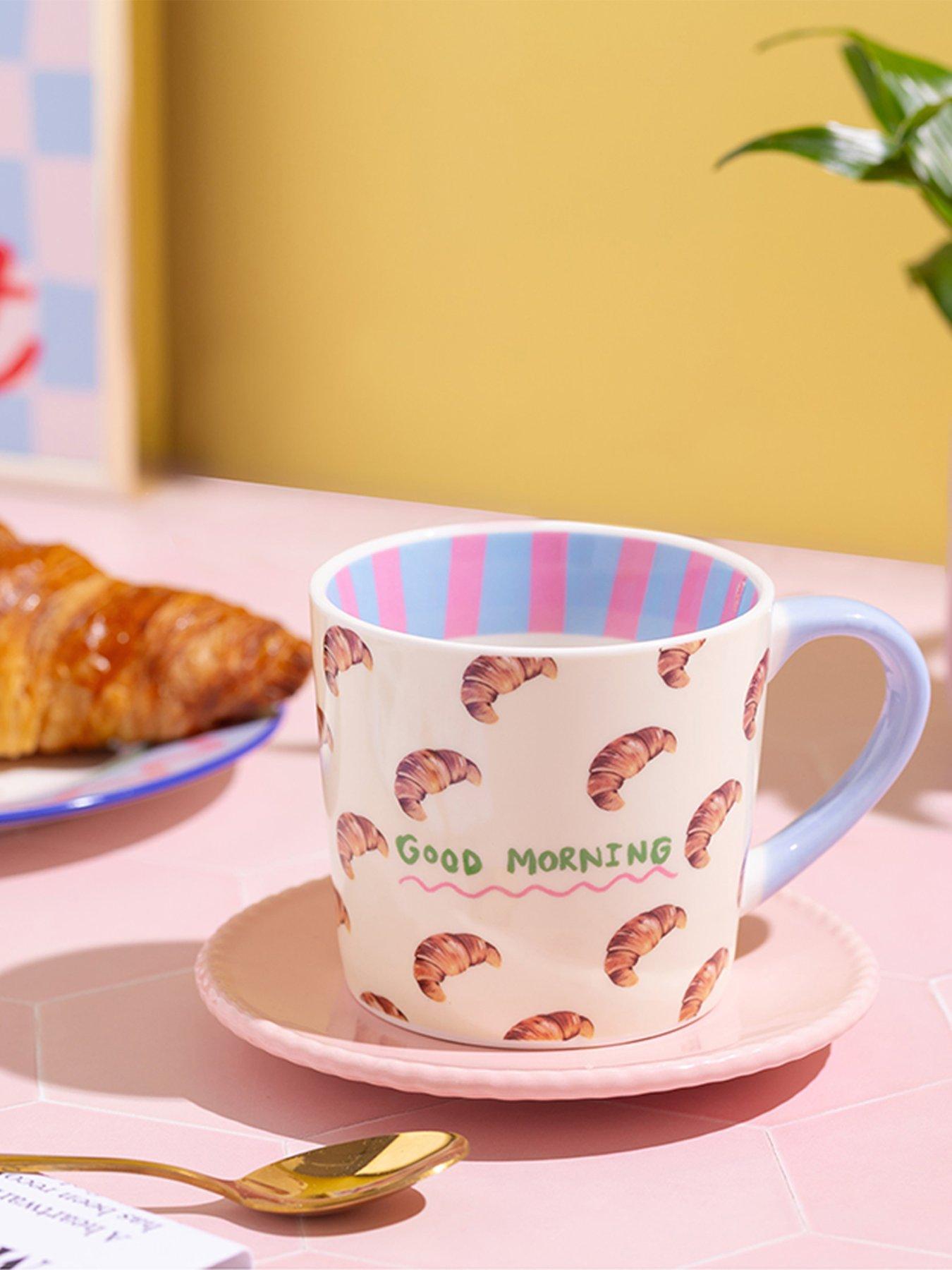 Image 3 of 5 of Eleanor Bowmer Eleanor Bowmer Good Morning Croissant Mug &amp; Ohh Lala Croissant Mug Set