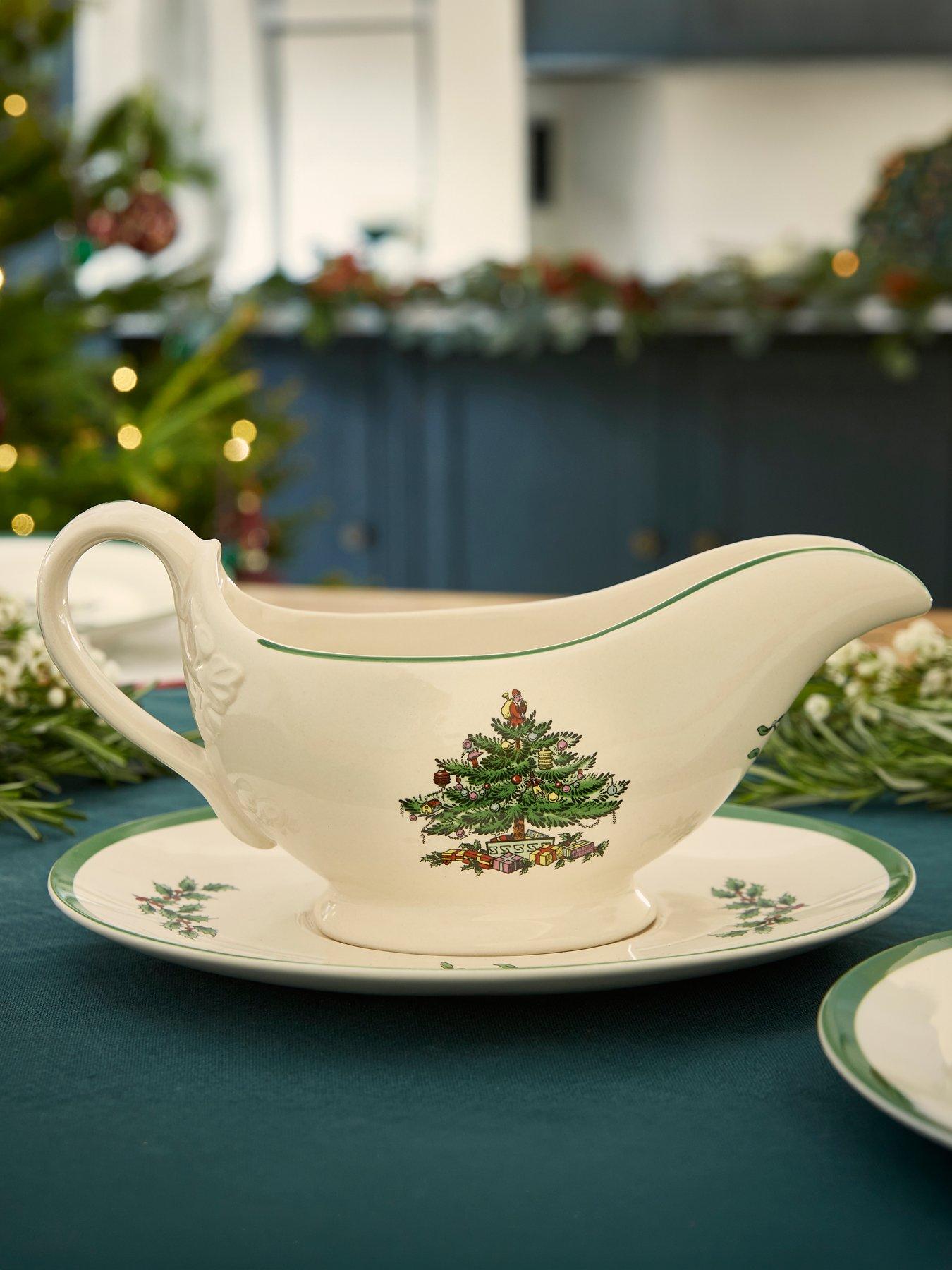 Image 1 of 6 of Spode Christmas Tree Sauce Boat & Stand
