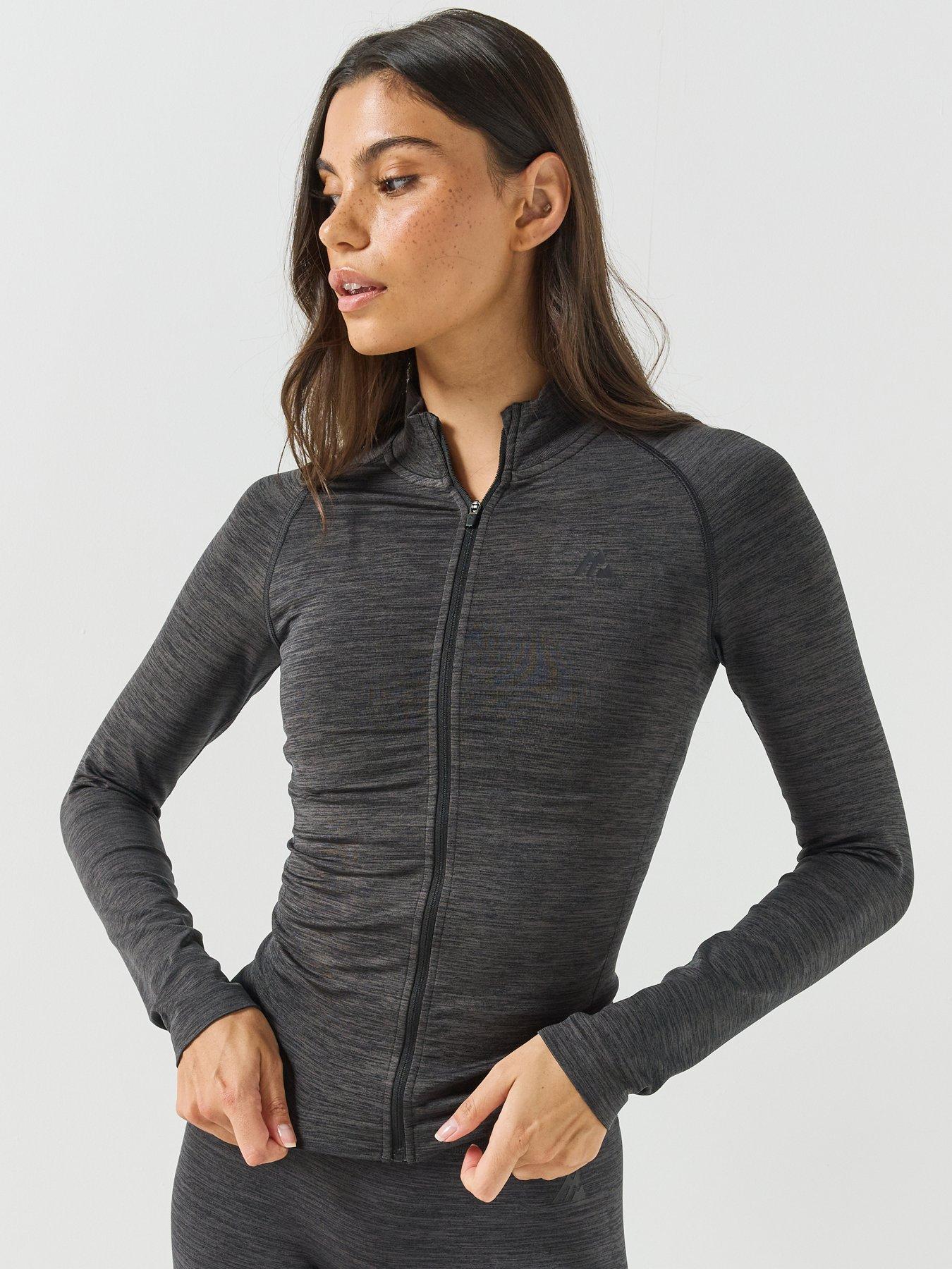 Image 1 of 6 of Montirex Womens Seamless Stretch Full Zip Sweatshirt - Black