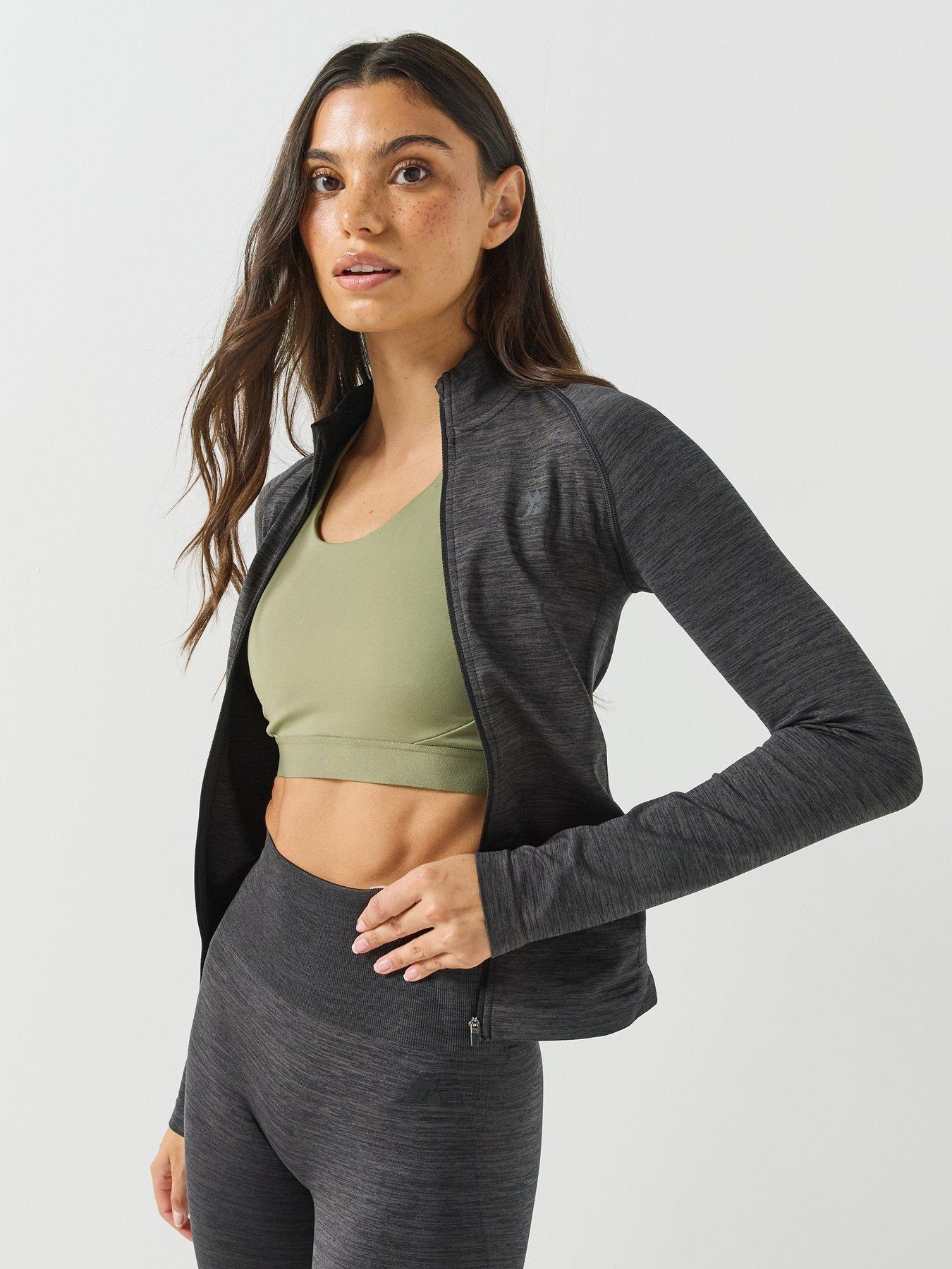 Image 4 of 6 of Montirex Womens Seamless Stretch Full Zip Sweatshirt - Black
