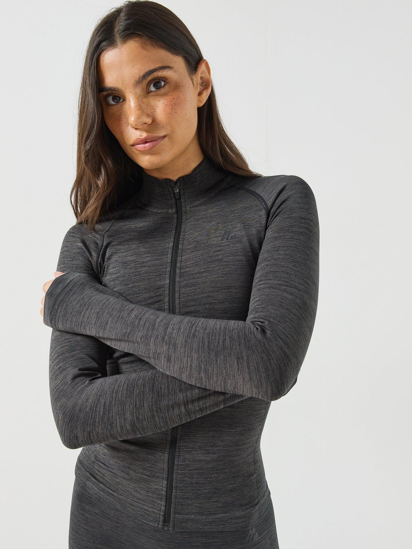 Image 5 of 6 of Montirex Womens Seamless Stretch Full Zip Sweatshirt - Black