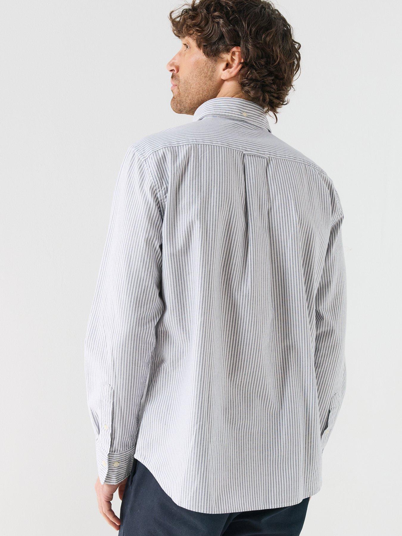 Image 2 of 6 of GANT Mens Regular Fit Classic Oxford Stripe Long Sleeve Shirt - Light Blue