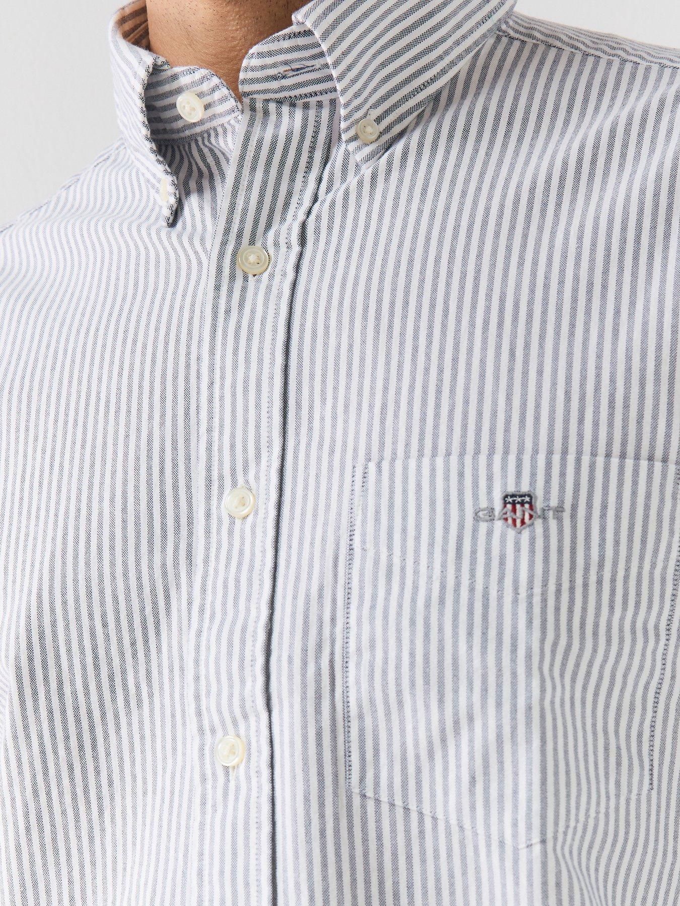 Image 5 of 6 of GANT Mens Regular Fit Classic Oxford Stripe Long Sleeve Shirt - Light Blue