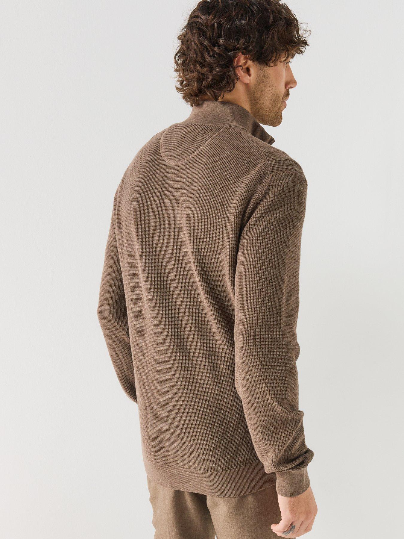 Image 2 of 6 of GANT Mens Cotton Half Zip Knitted Jumper - Brown