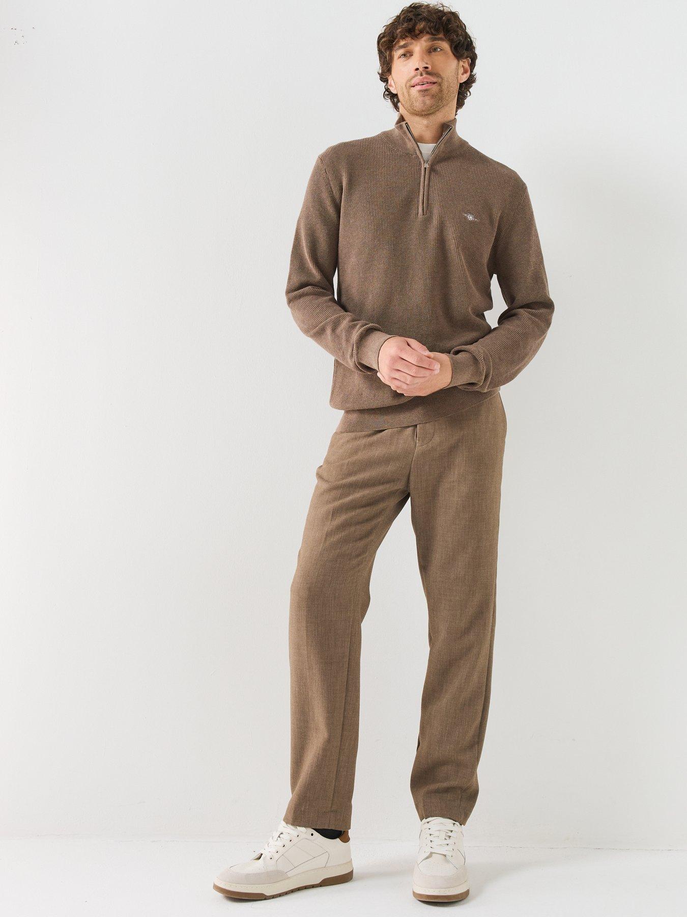 Image 3 of 6 of GANT Mens Cotton Half Zip Knitted Jumper - Brown