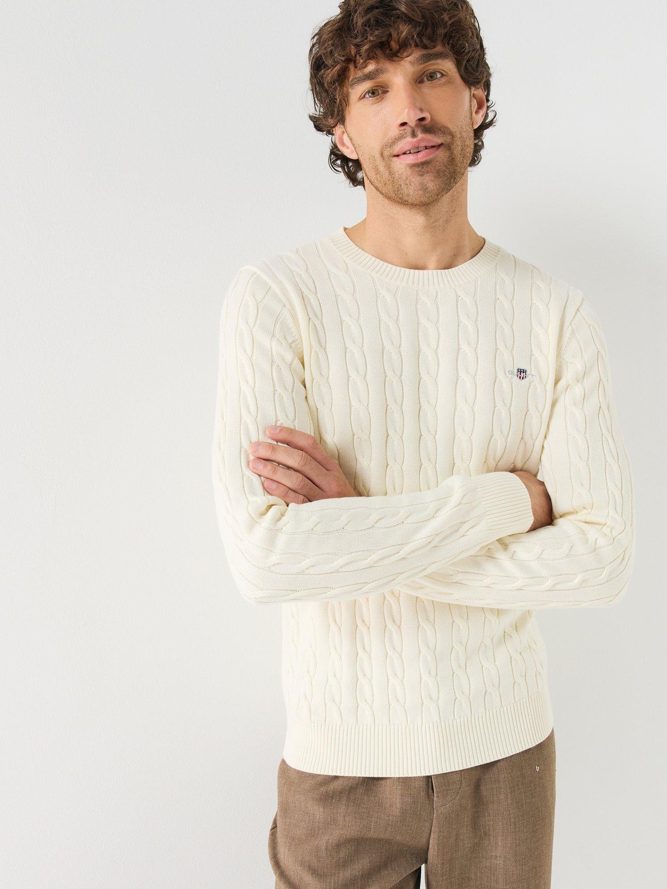 Image 1 of 6 of GANT Mens Classic Cable Knitted Jumper - Cream