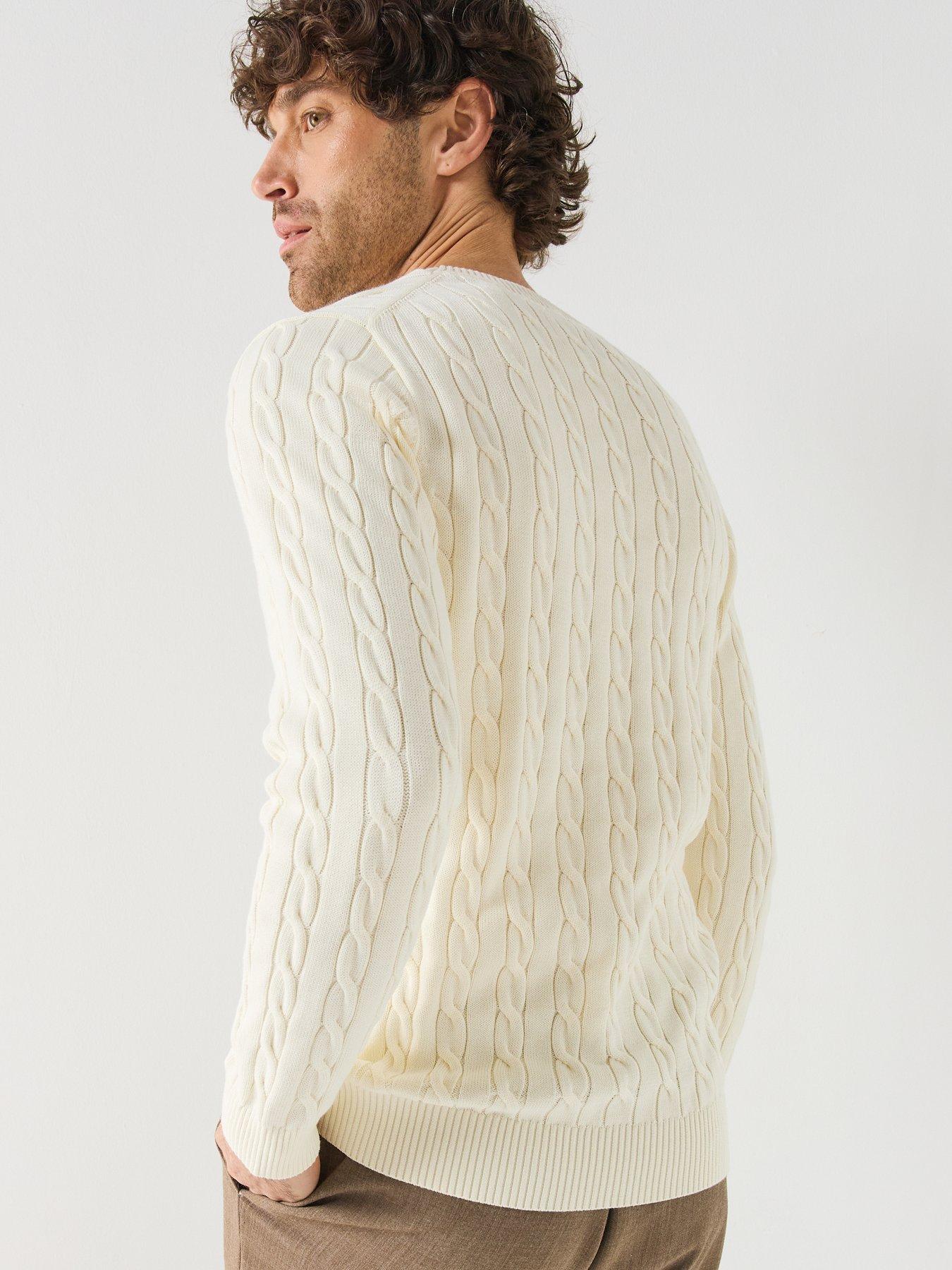Image 2 of 6 of GANT Mens Classic Cable Knitted Jumper - Cream