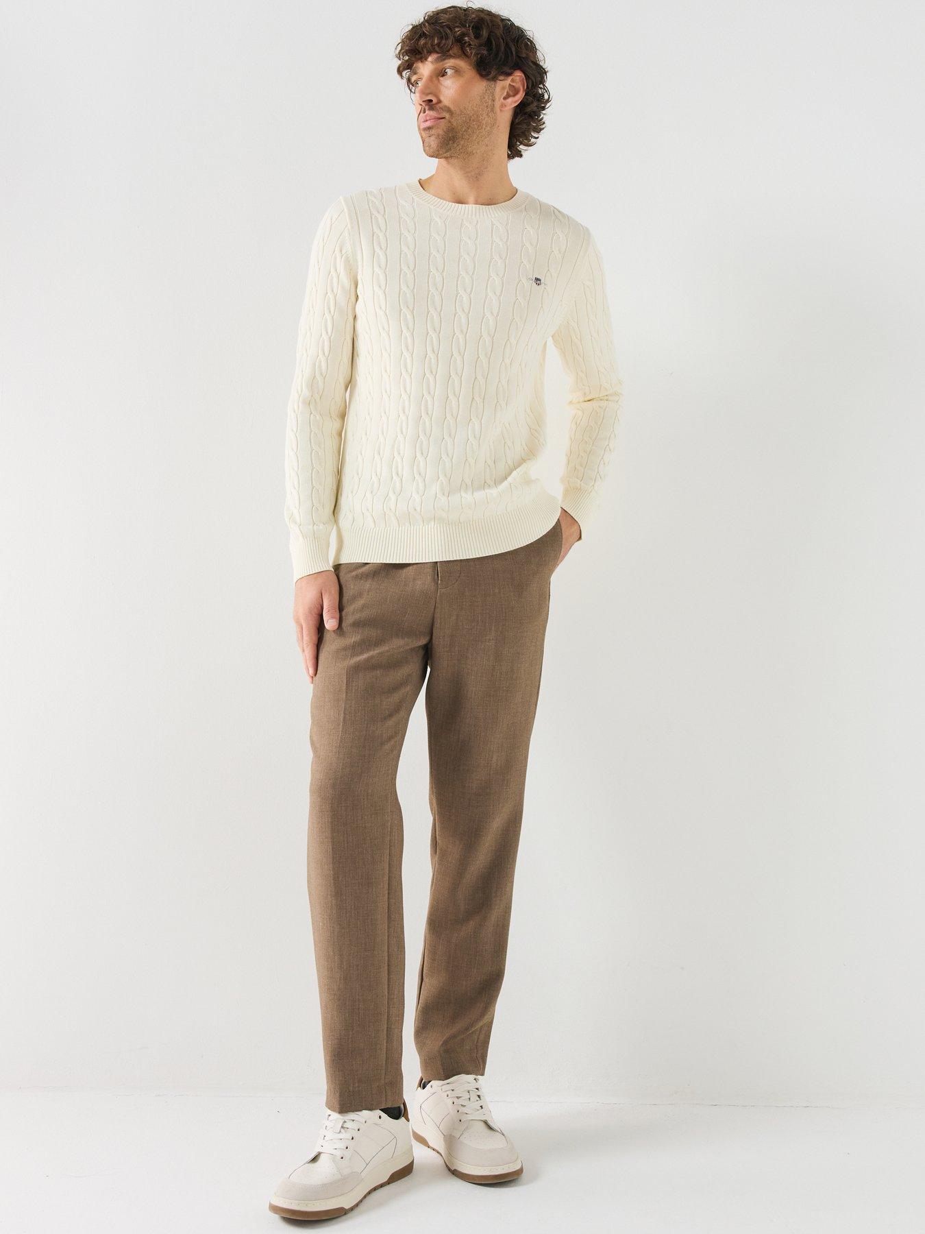 Image 3 of 6 of GANT Mens Classic Cable Knitted Jumper - Cream