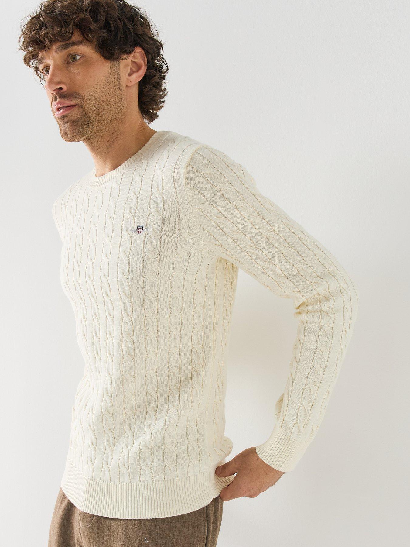 Image 5 of 6 of GANT Mens Classic Cable Knitted Jumper - Cream