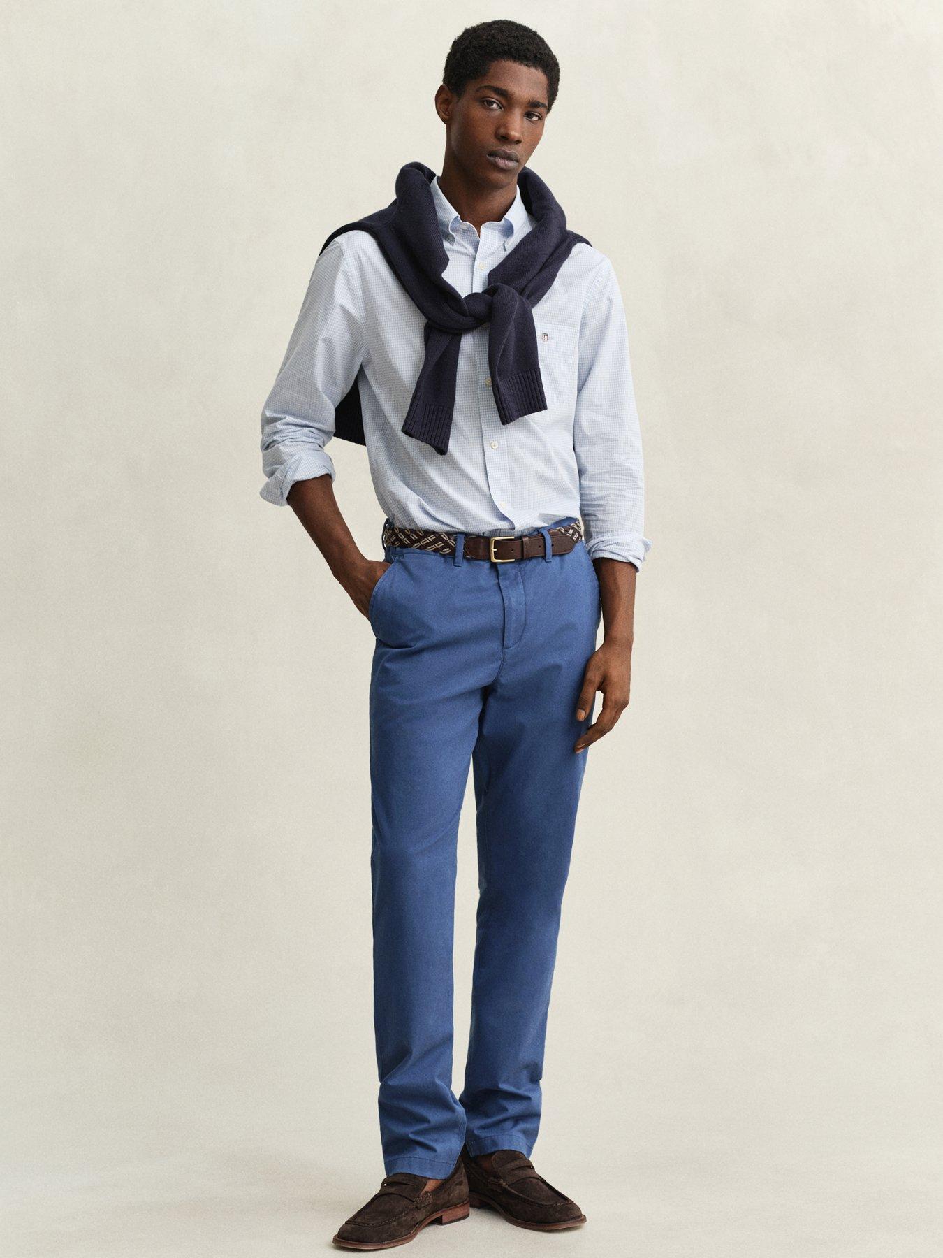 Image 4 of 5 of GANT Mens Regular Fit Poplin Gingham Button-Down Collar Shirt - Light Blue