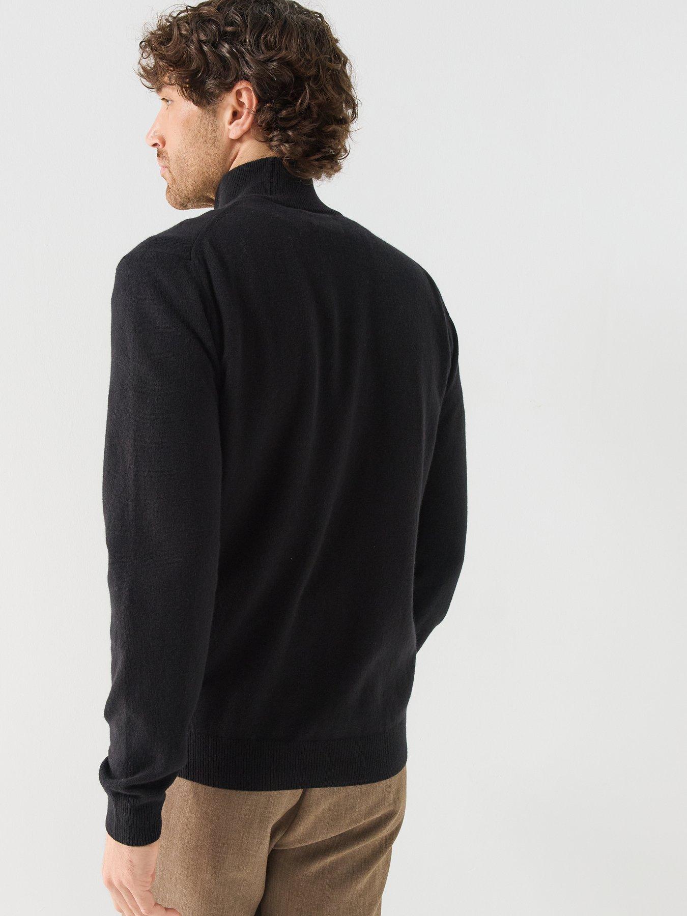Image 2 of 6 of GANT Mens Superfine Lambswool Half Zip Knitted Jumper - Black