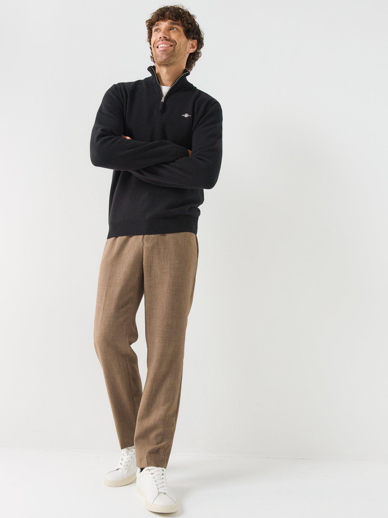 Image 3 of 6 of GANT Mens Superfine Lambswool Half Zip Knitted Jumper - Black