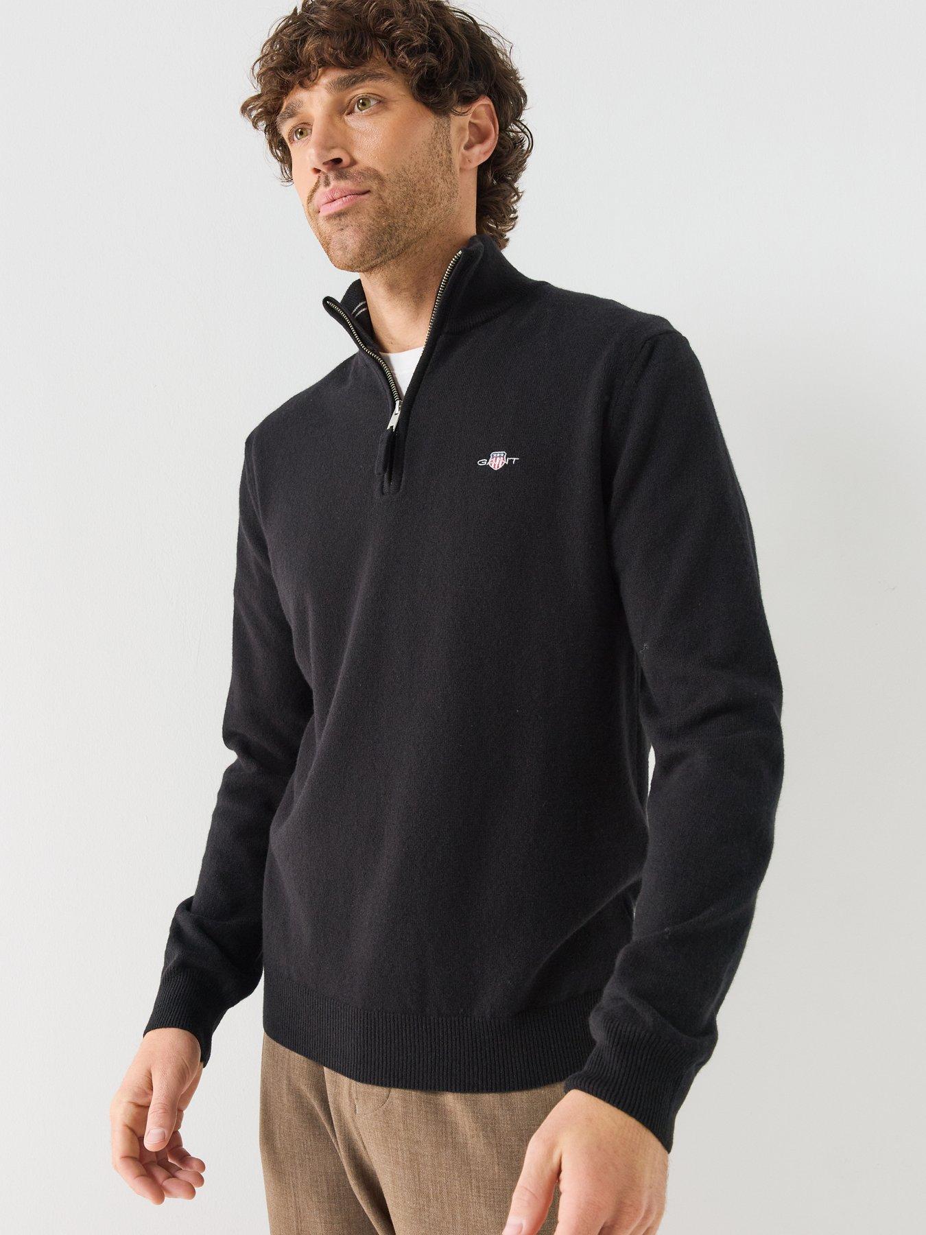 Image 6 of 6 of GANT Mens Superfine Lambswool Half Zip Knitted Jumper - Black