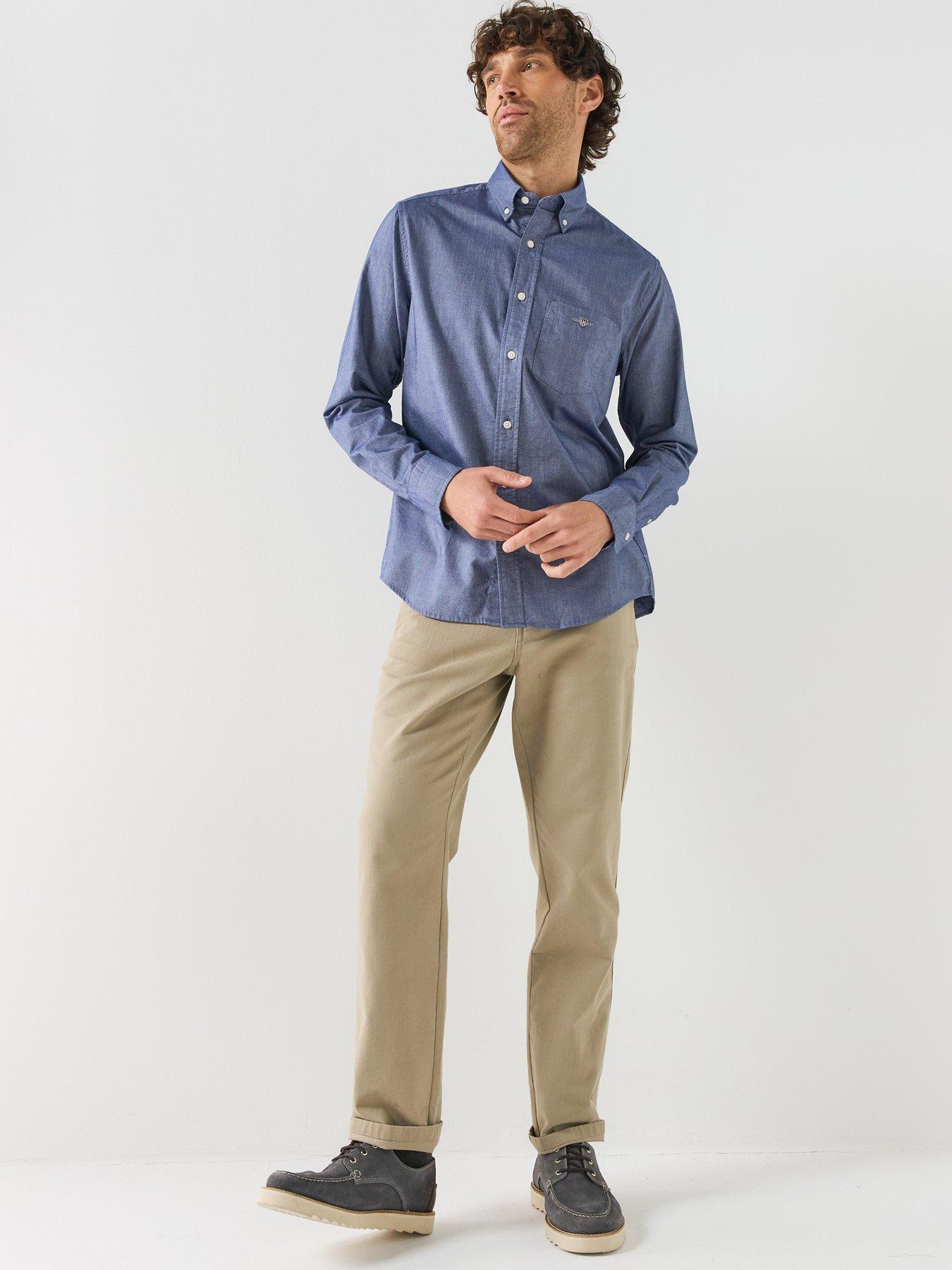 Image 3 of 6 of GANT Mens Regular Fit Classic long Sleeved Oxford Shirt - Light Blue