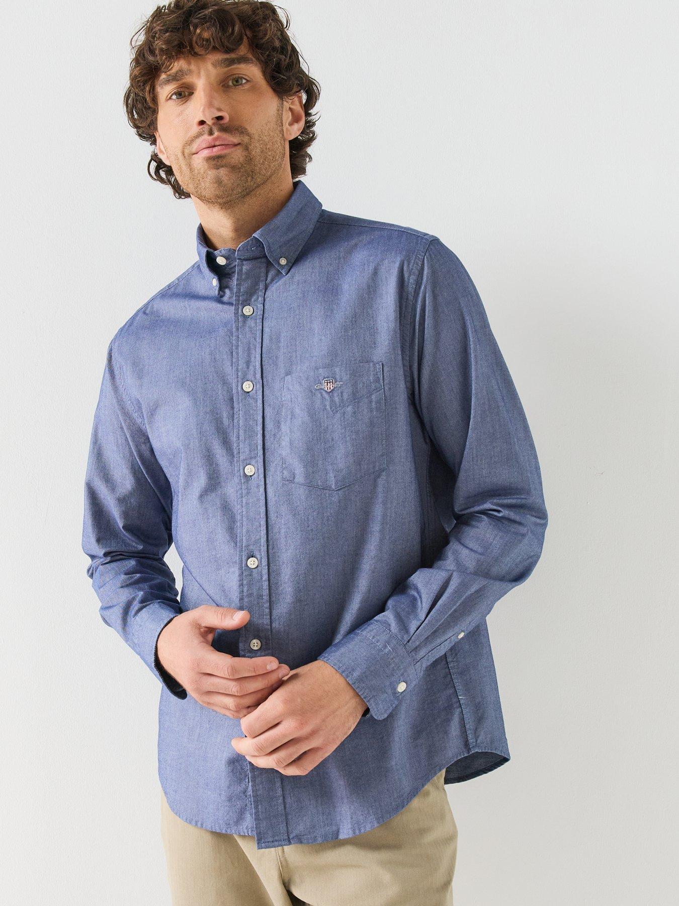 Image 5 of 6 of GANT Mens Regular Fit Classic long Sleeved Oxford Shirt - Light Blue