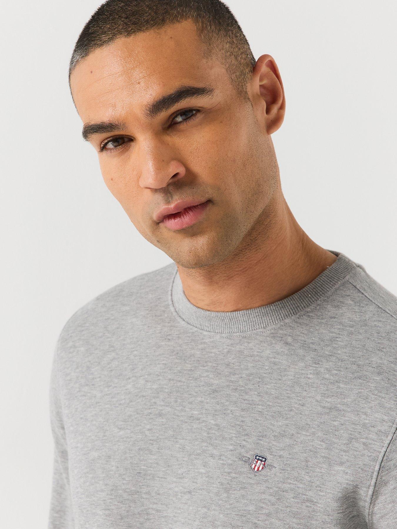 Image 4 of 7 of GANT Mens Shield Regular Fit Sweatshirt - Light Grey