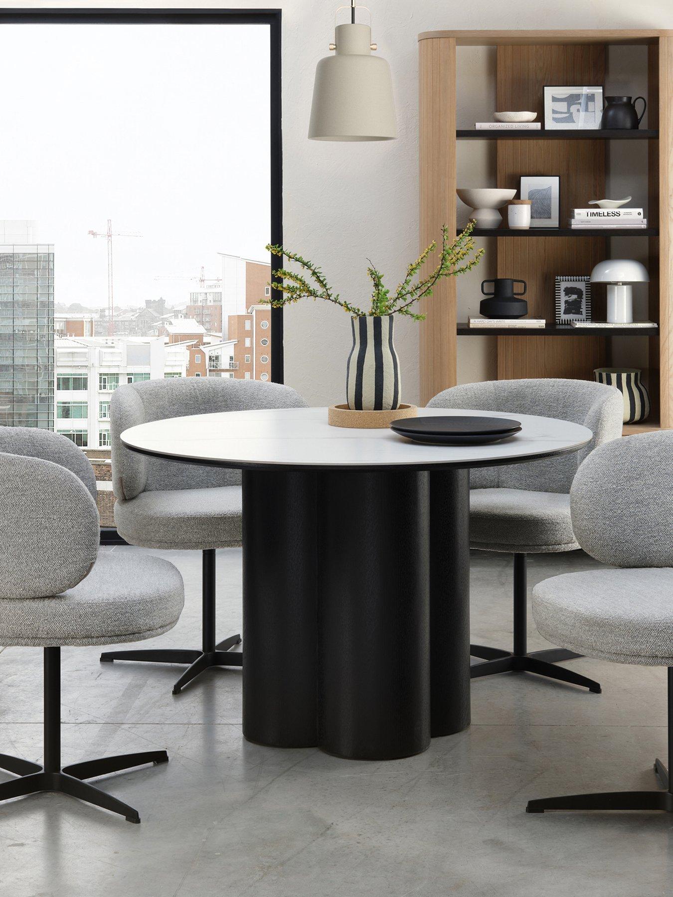Image 1 of 5 of Bentley Designs Warren Matt White Sintered Stone 4 Seater Dining Table