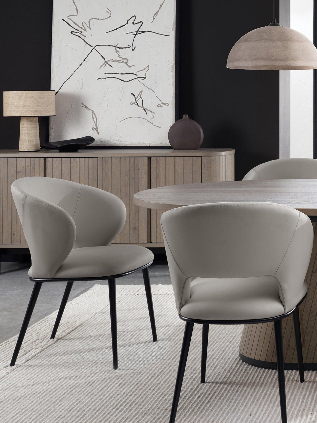 Image 1 of 6 of Bentley Designs Luca Pair Of Dining Chairs - Light Grey