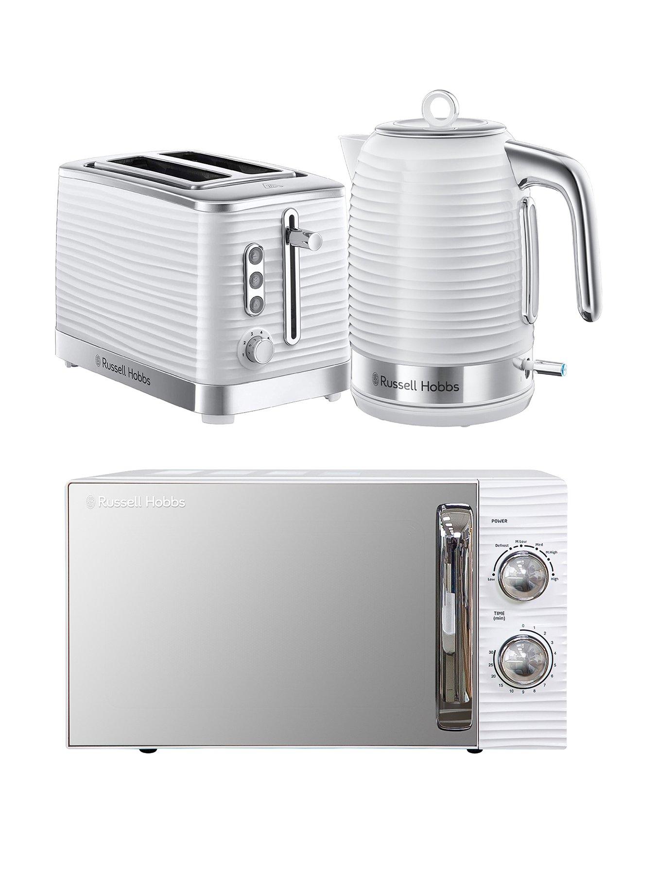 Russell Hobbs White Inspire Bundle - Kettle, 2 Slice Toaster, And Microwave
