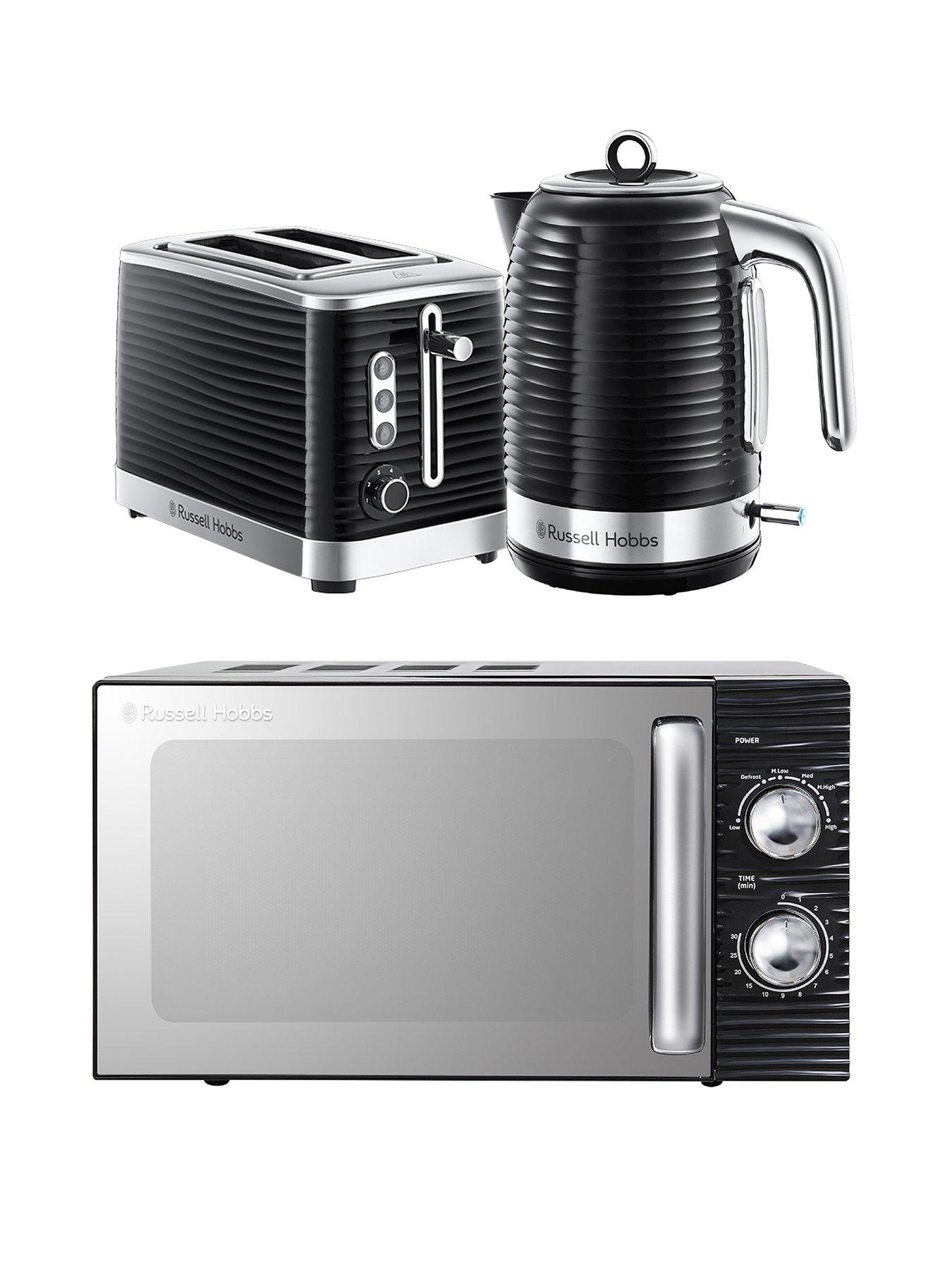 Russell Hobbs Black Inspire Bundle - Kettle, 2 Slice Toaster, And Microwave