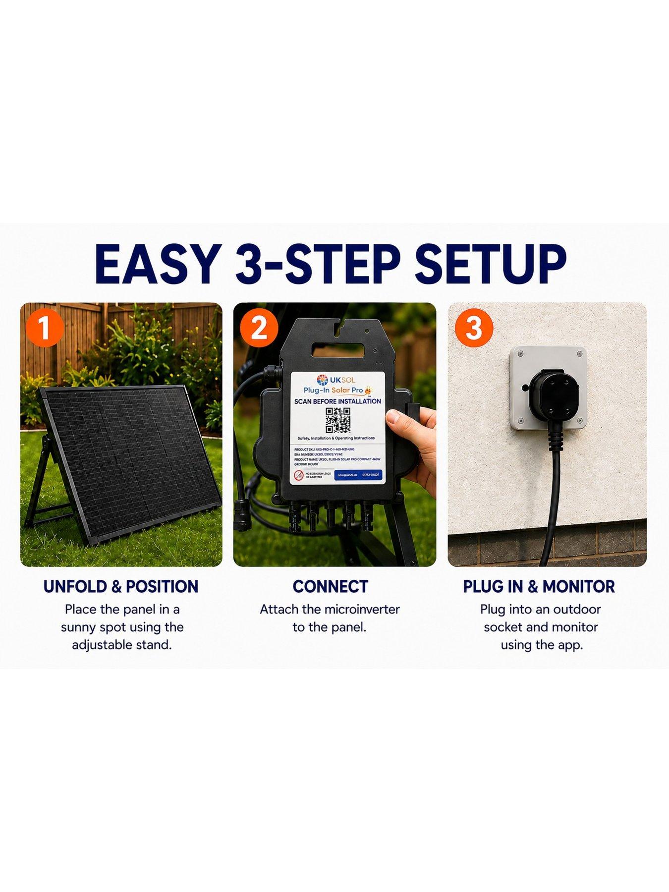 Image 6 of 7 of UKSOL UKSOL 460w&nbsp;Plug-in Solar Pro Compact Ground Mount (APSystems EZ1-M, 1x 460W panel)