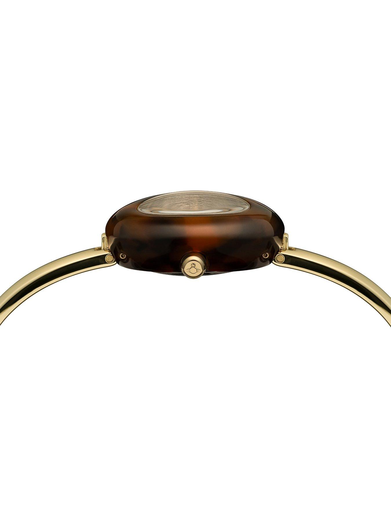 Image 4 of 5 of Vivienne Westwood Womens Audley Tortoiseshell Pebble Case Bangle Quartz Watch - Silver