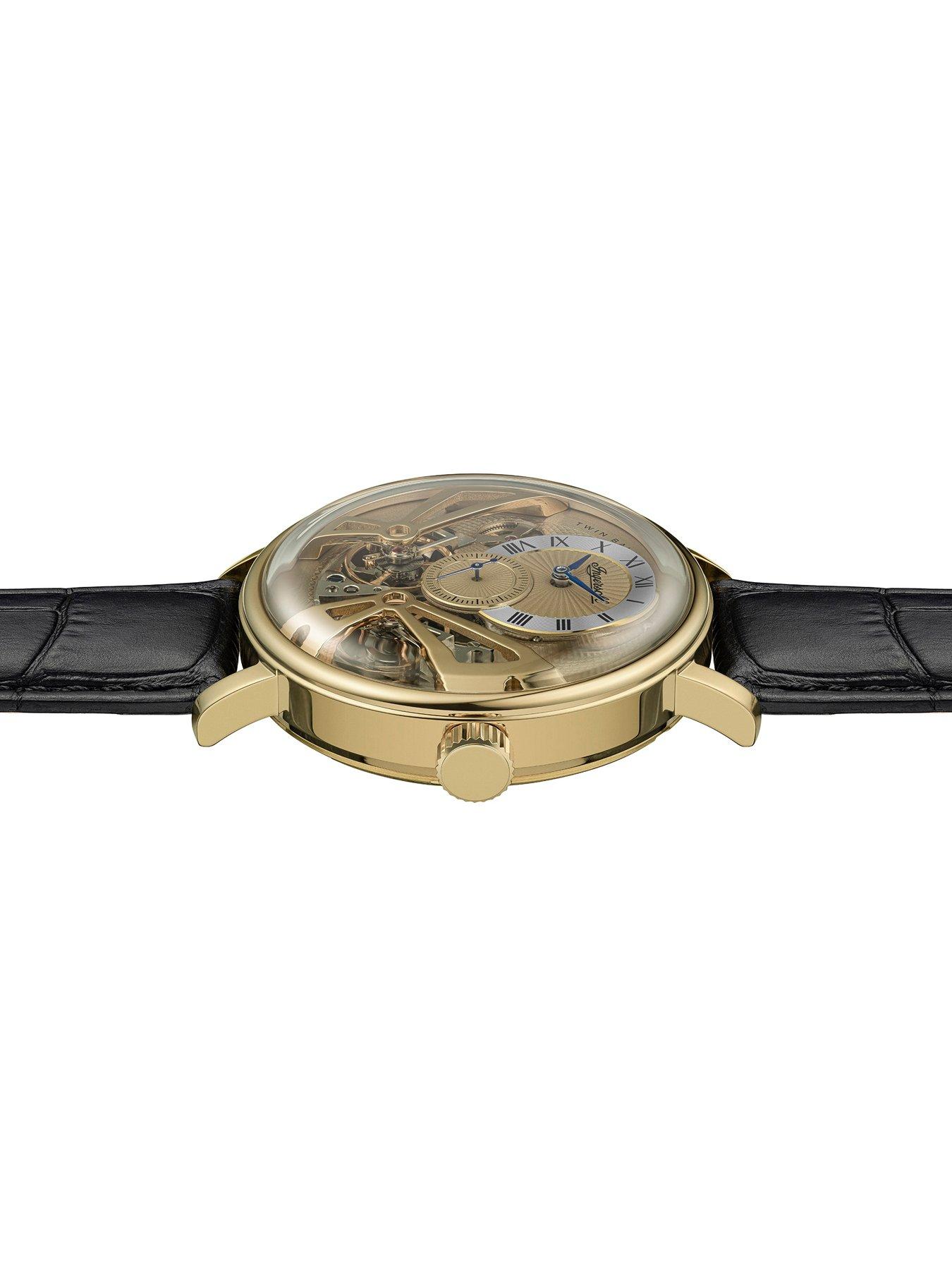 Image 3 of 6 of Ingersoll Ingersoll 1892 The Tenessee Automatic Mens Watch with Gold Dial and Black Leather Strap - I13106