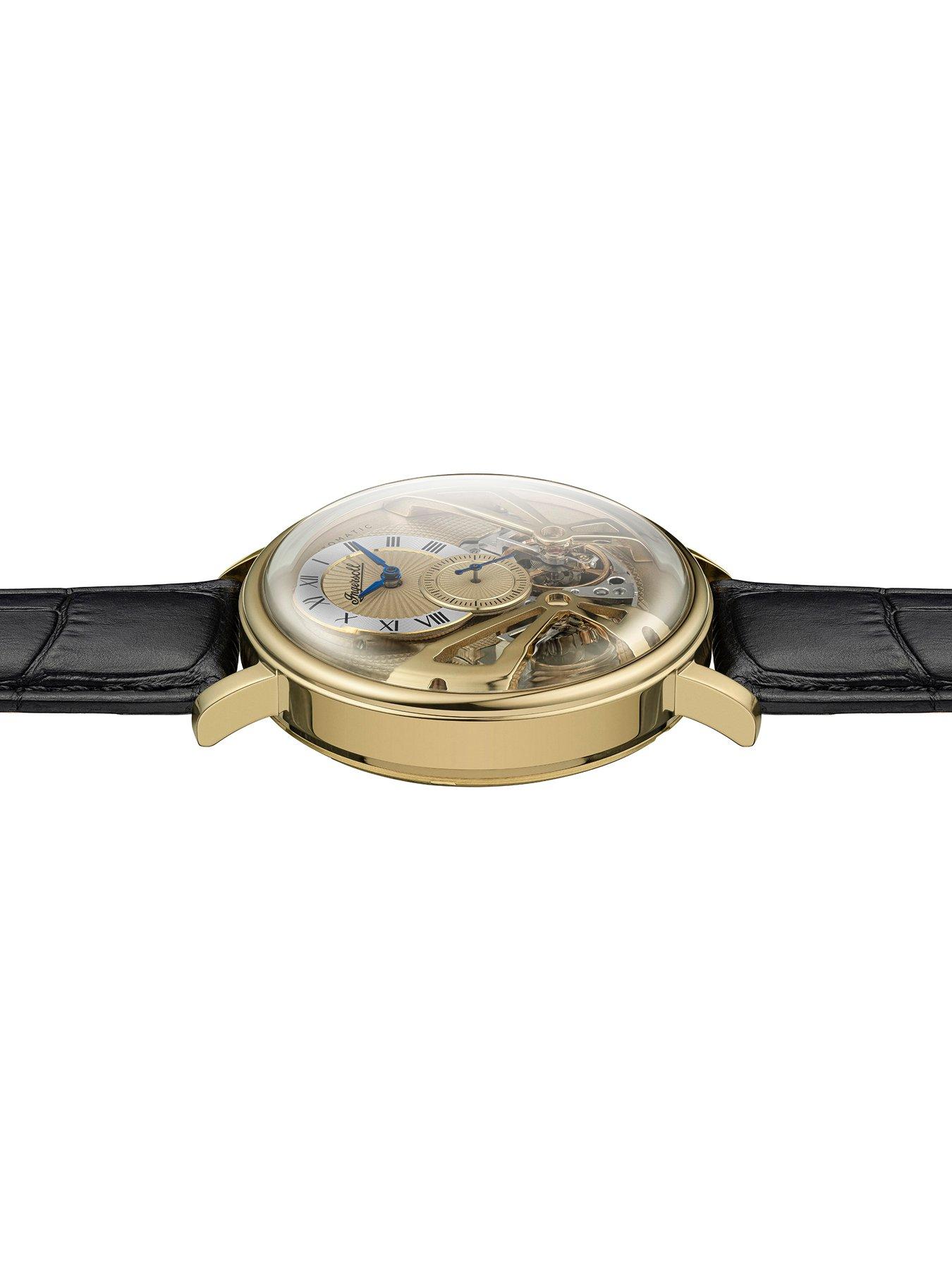 Image 4 of 6 of Ingersoll Ingersoll 1892 The Tenessee Automatic Mens Watch with Gold Dial and Black Leather Strap - I13106