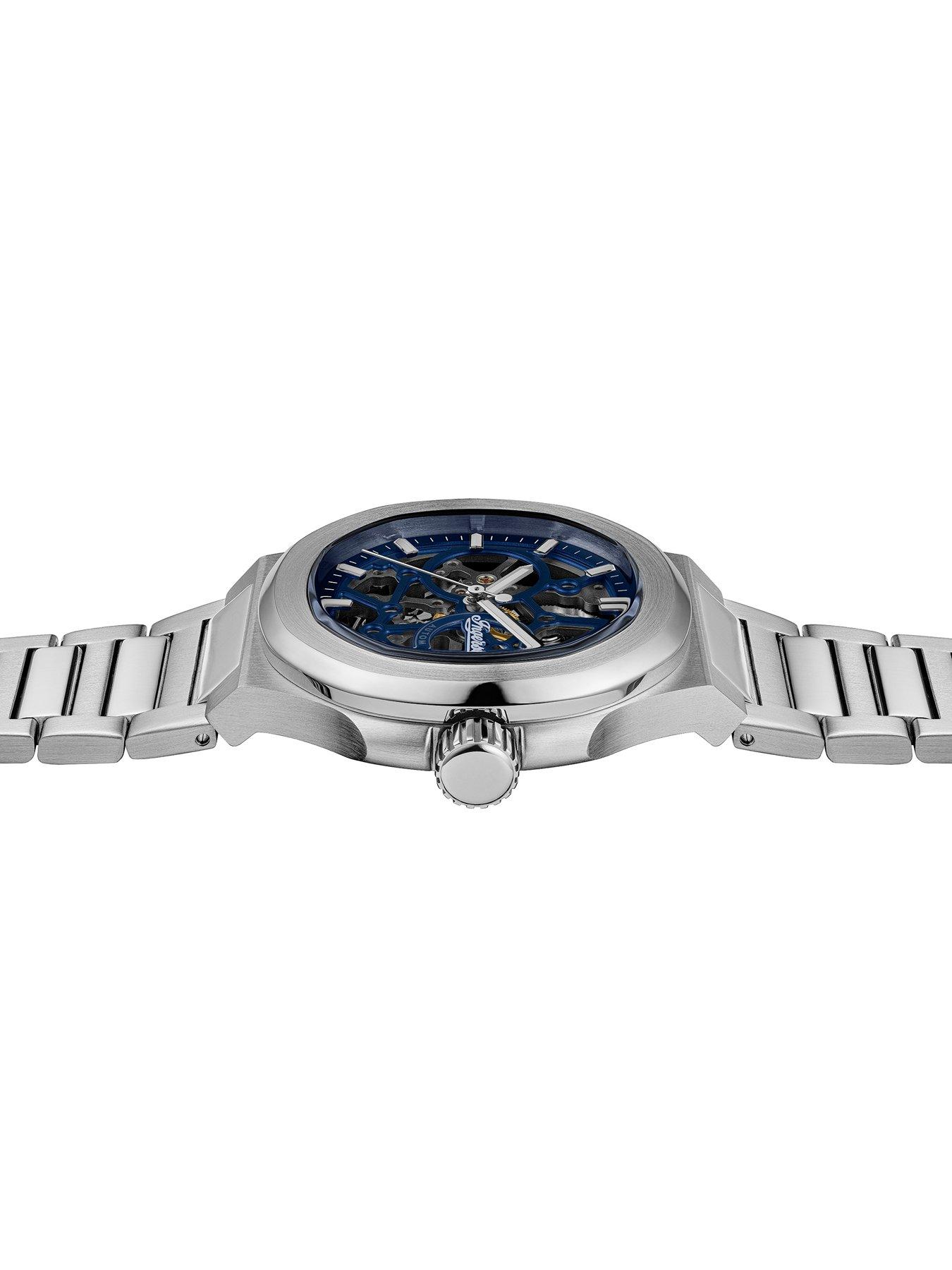 Image 3 of 6 of Ingersoll 1892 The Frame Automatic Mens Watch with Blue Dial and Silver Stainless Steel Bracelet - I18301