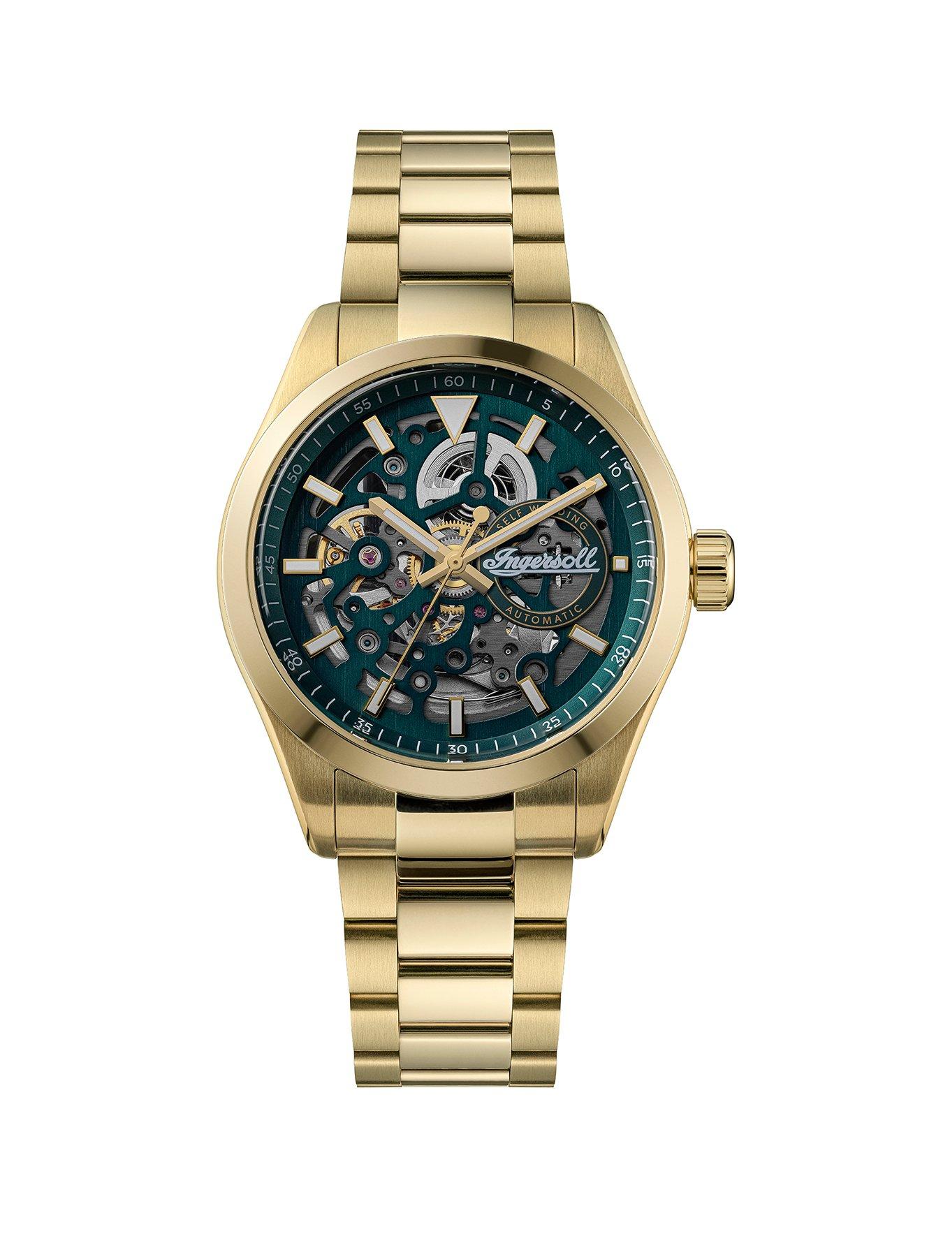 Ingersoll Mens 1892 The Deck Skeleton Dial Automatic Watch - Green