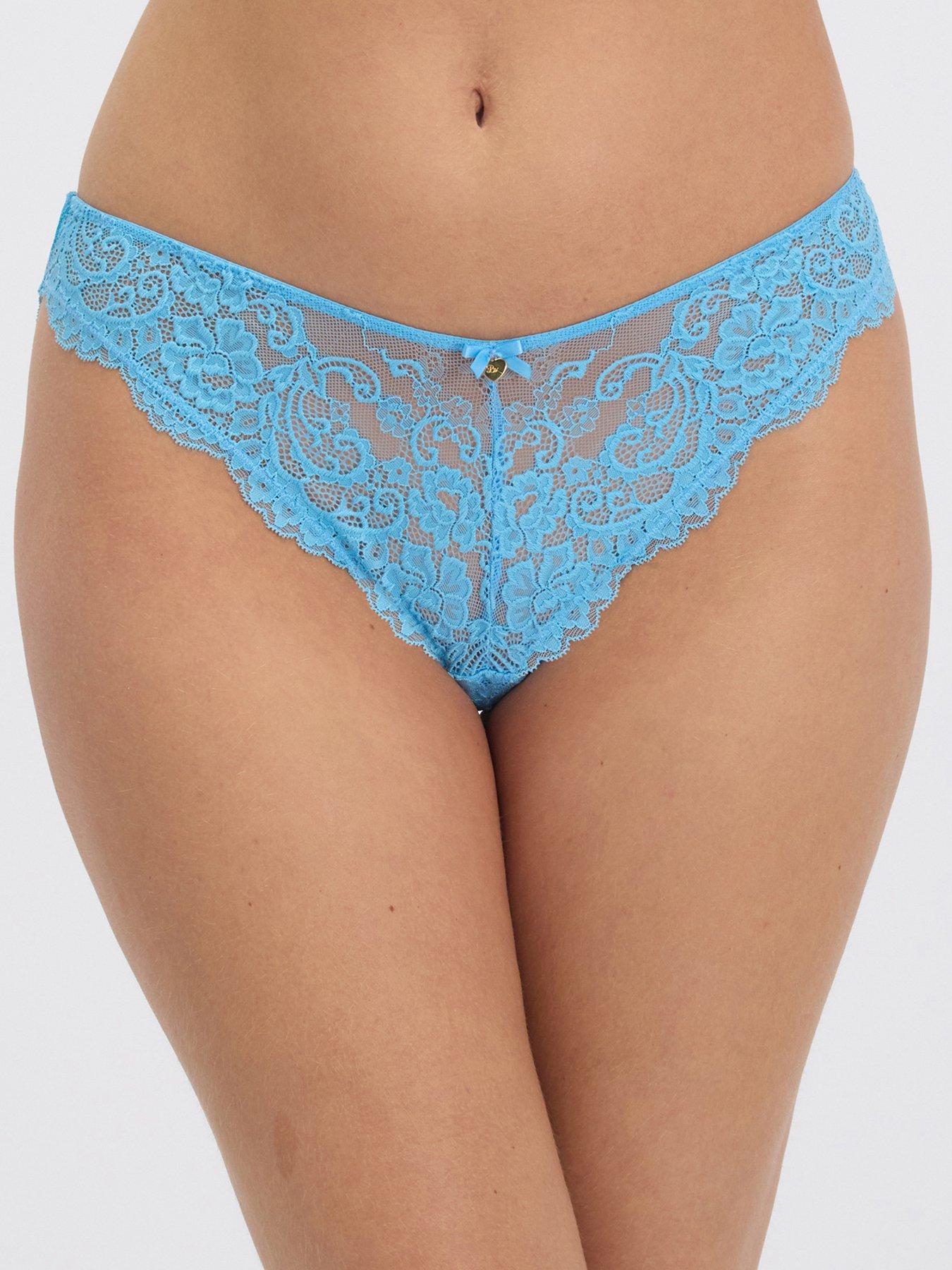 Image 1 of 5 of Boux Avenue Womens Emma Lace Brazilian Briefs - Cyan