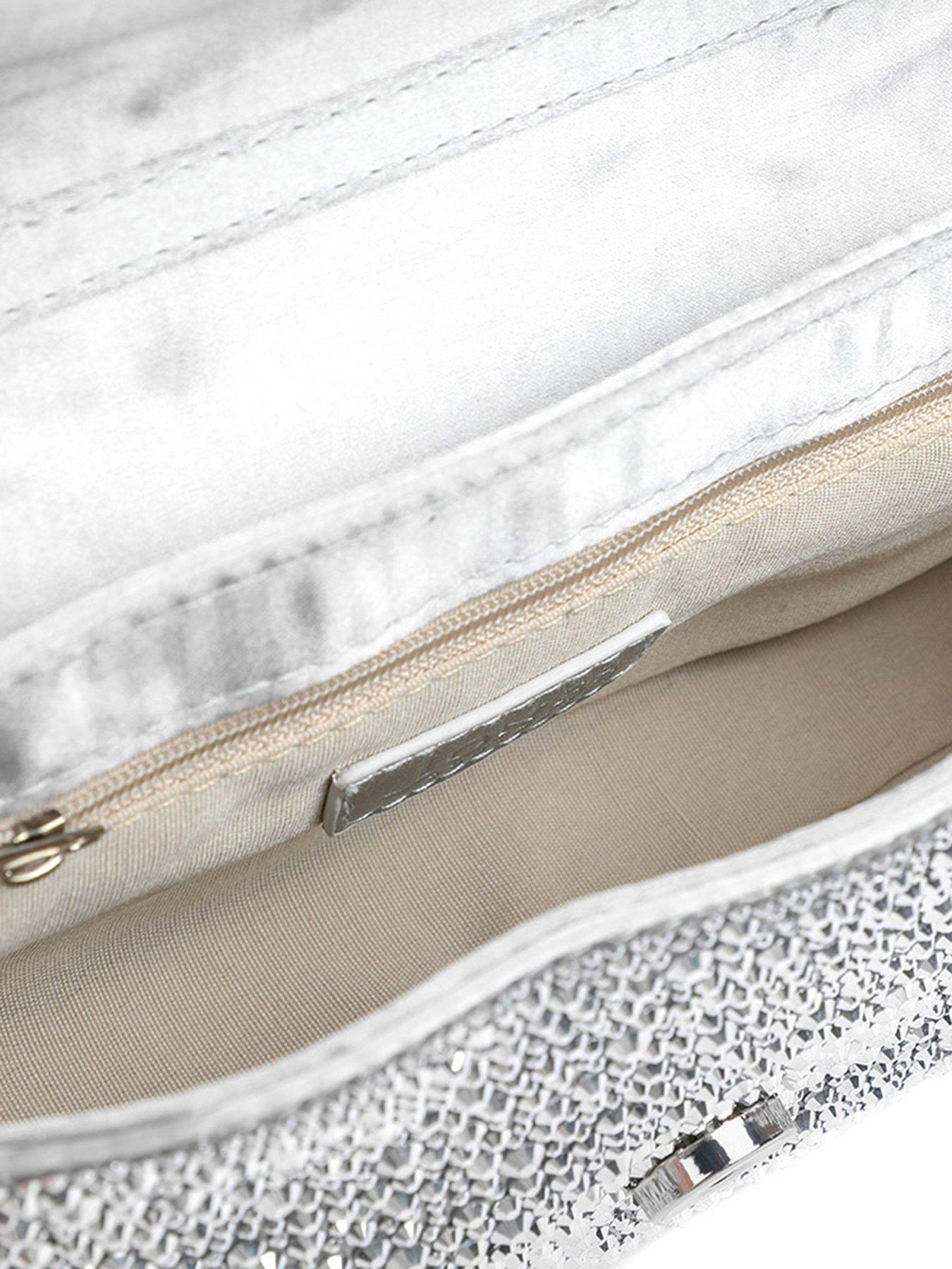 Image 3 of 3 of Jones Bootmaker Womens Vertigo Sparkle Envelope Chain Strap Clutch Bag - Silver