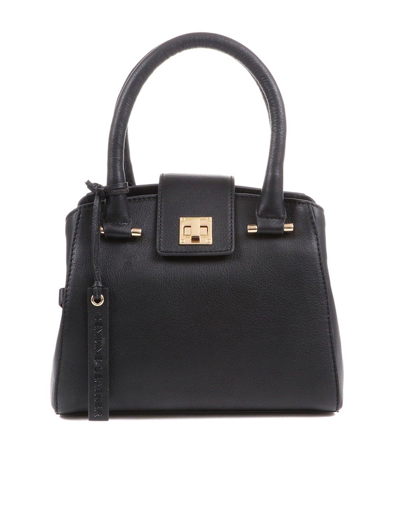 Image 1 of 3 of Jones Bootmaker Womens Whimsy Buckle Flap Top Handle Leather Bag - Black