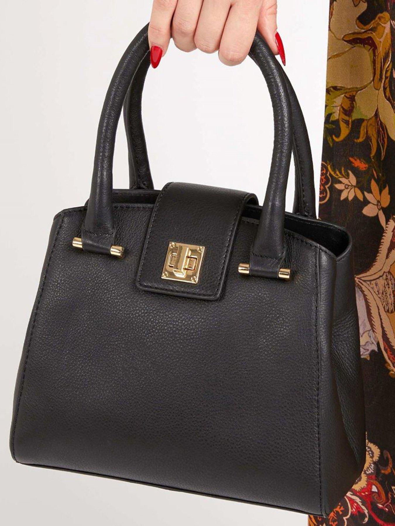 Image 2 of 3 of Jones Bootmaker Womens Whimsy Buckle Flap Top Handle Leather Bag - Black