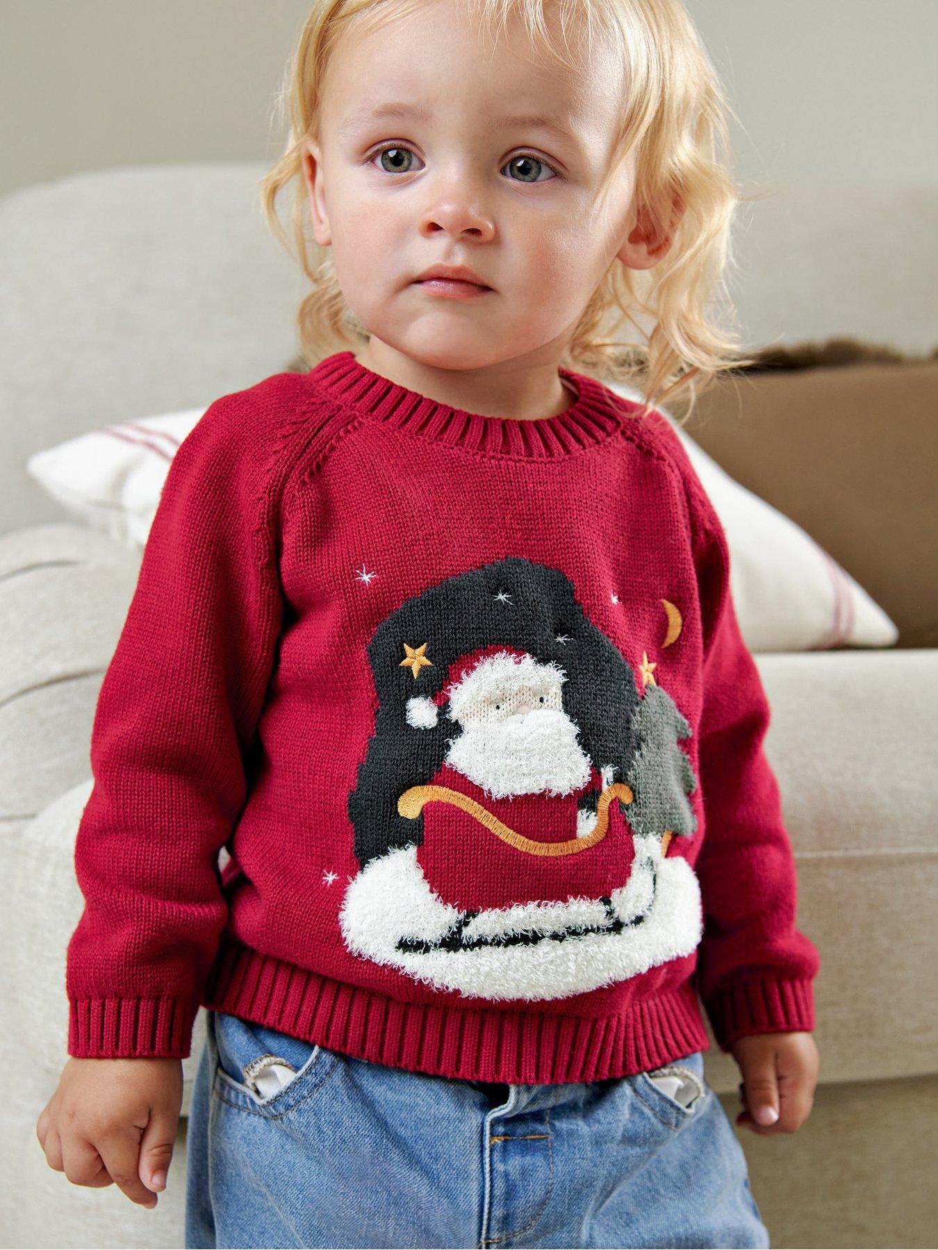 Mamas & Papas Baby Boys Santa Scene Knitted Christmas Jumper - Red