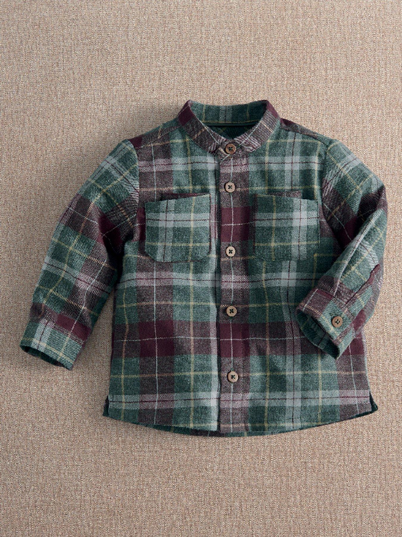 Image 1 of 3 of Mamas & Papas Baby Boys Woven Check Shirt - Green