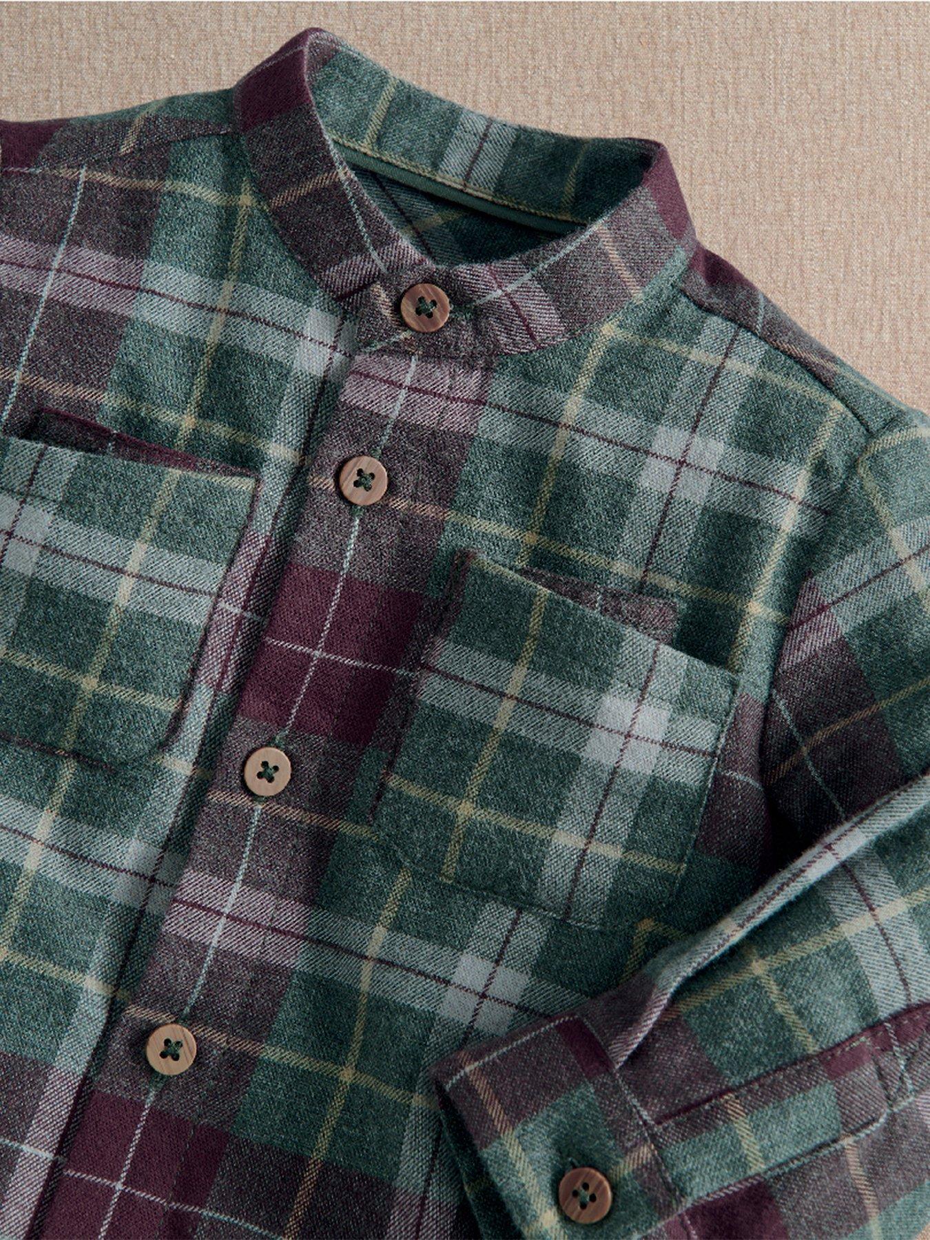 Image 3 of 3 of Mamas & Papas Baby Boys Woven Check Shirt - Green