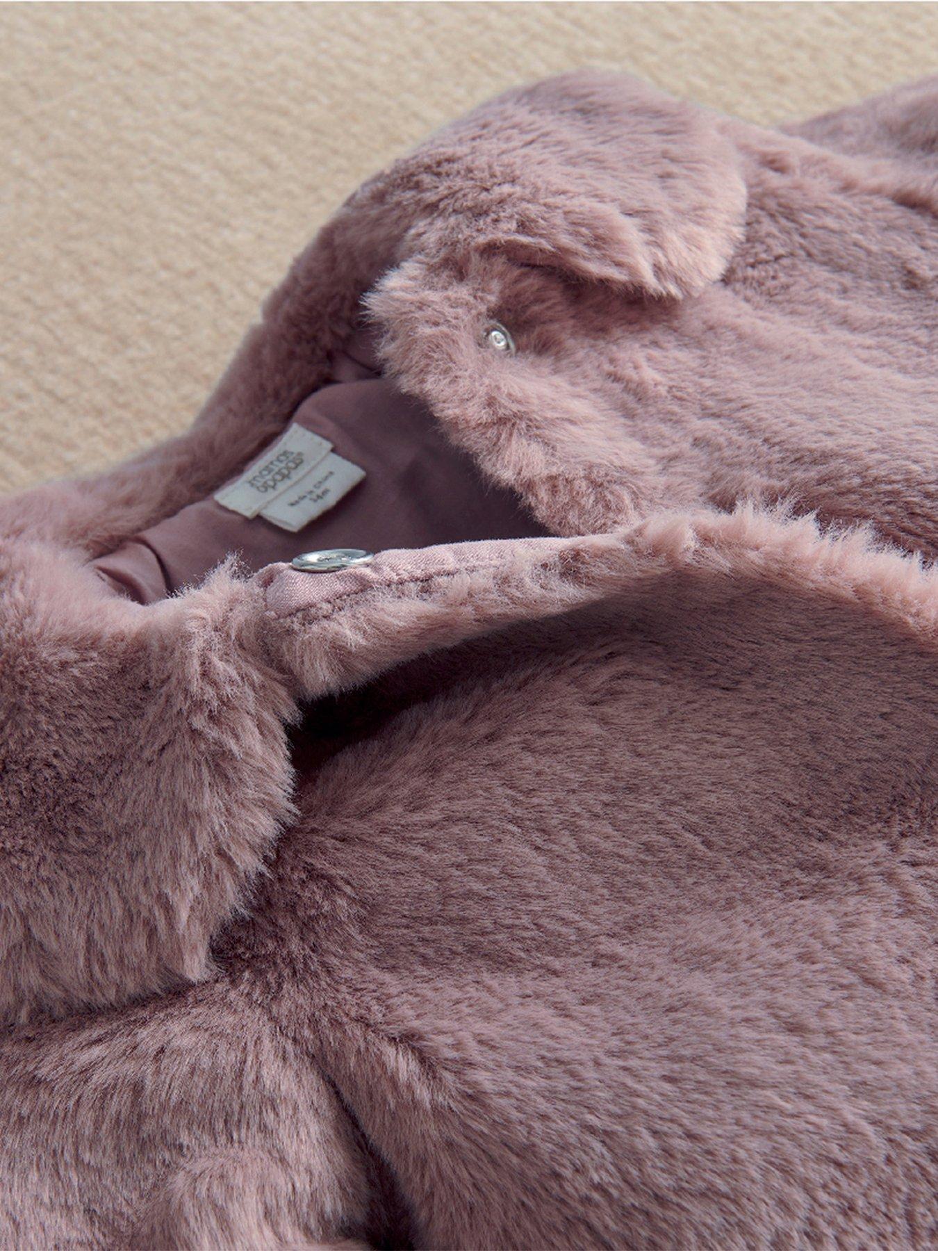 Image 4 of 4 of Mamas & Papas Baby Girls Fluffy Fully Lined Faux Fur Coat - Pink