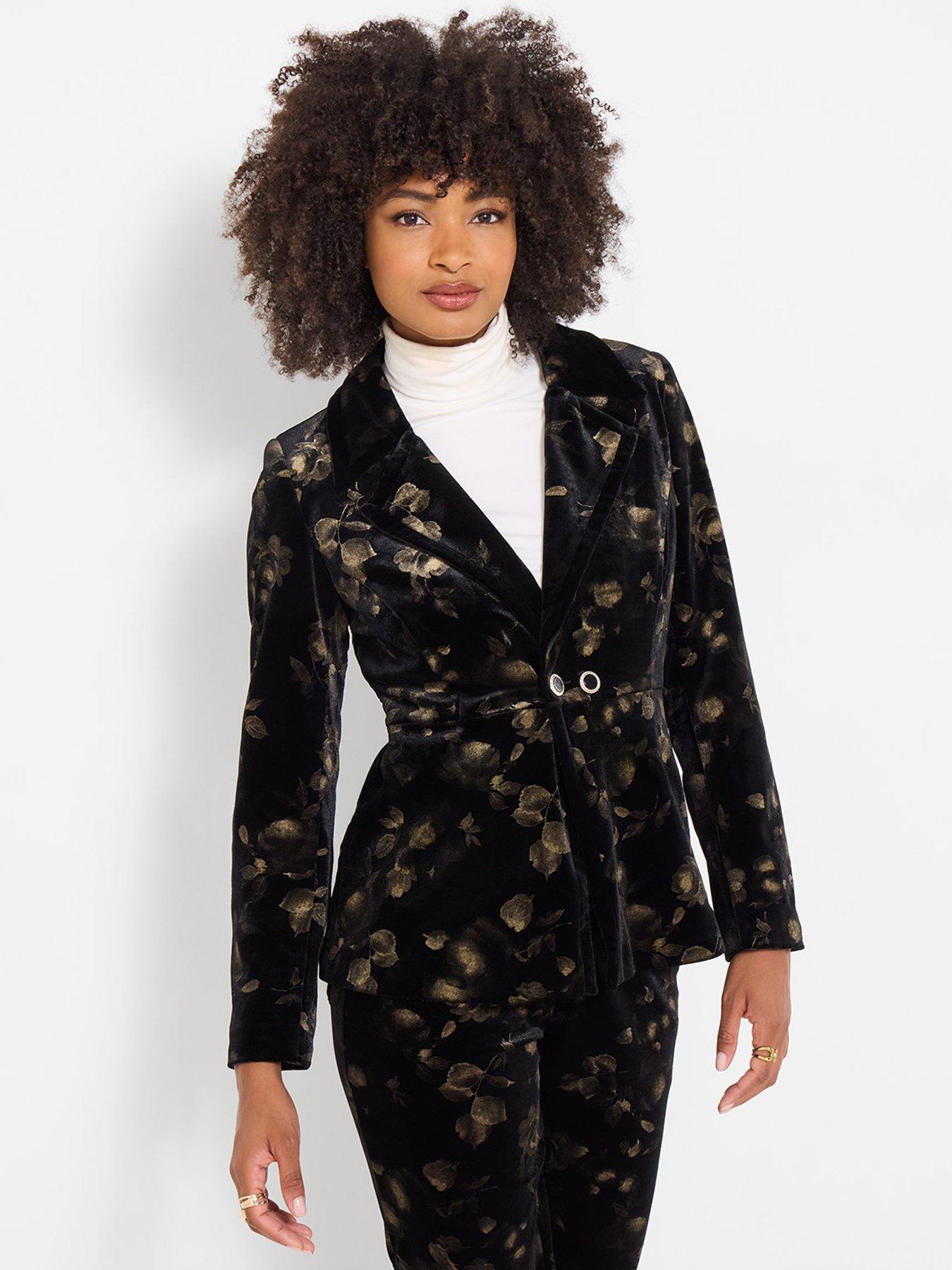 Image 2 of 7 of Joe Browns Womens Golden Florals Velvet Waisted Jacket - Black