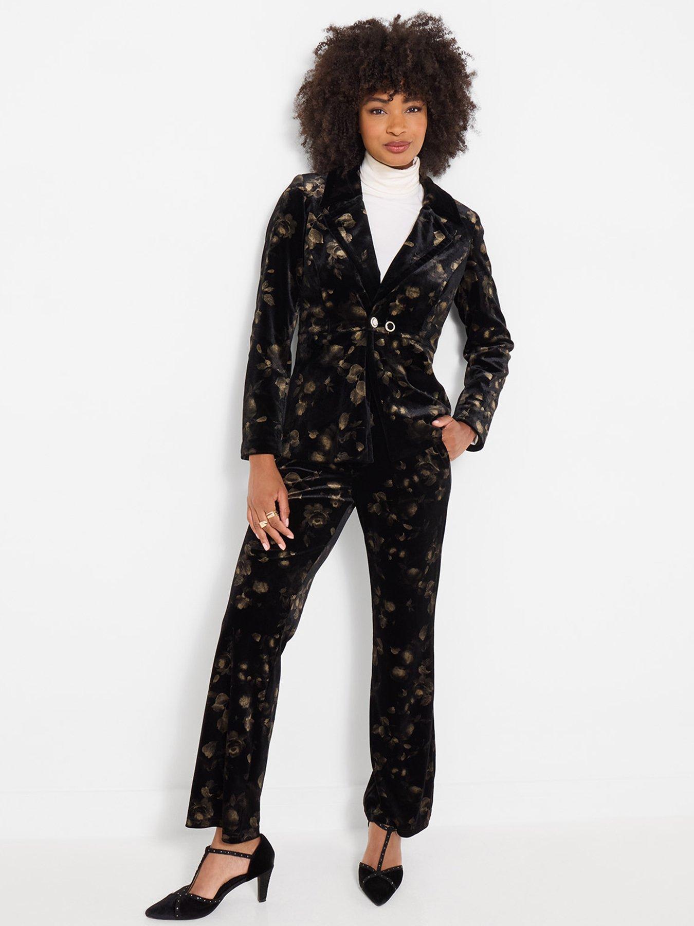 Image 4 of 7 of Joe Browns Womens Golden Florals Velvet Waisted Jacket - Black