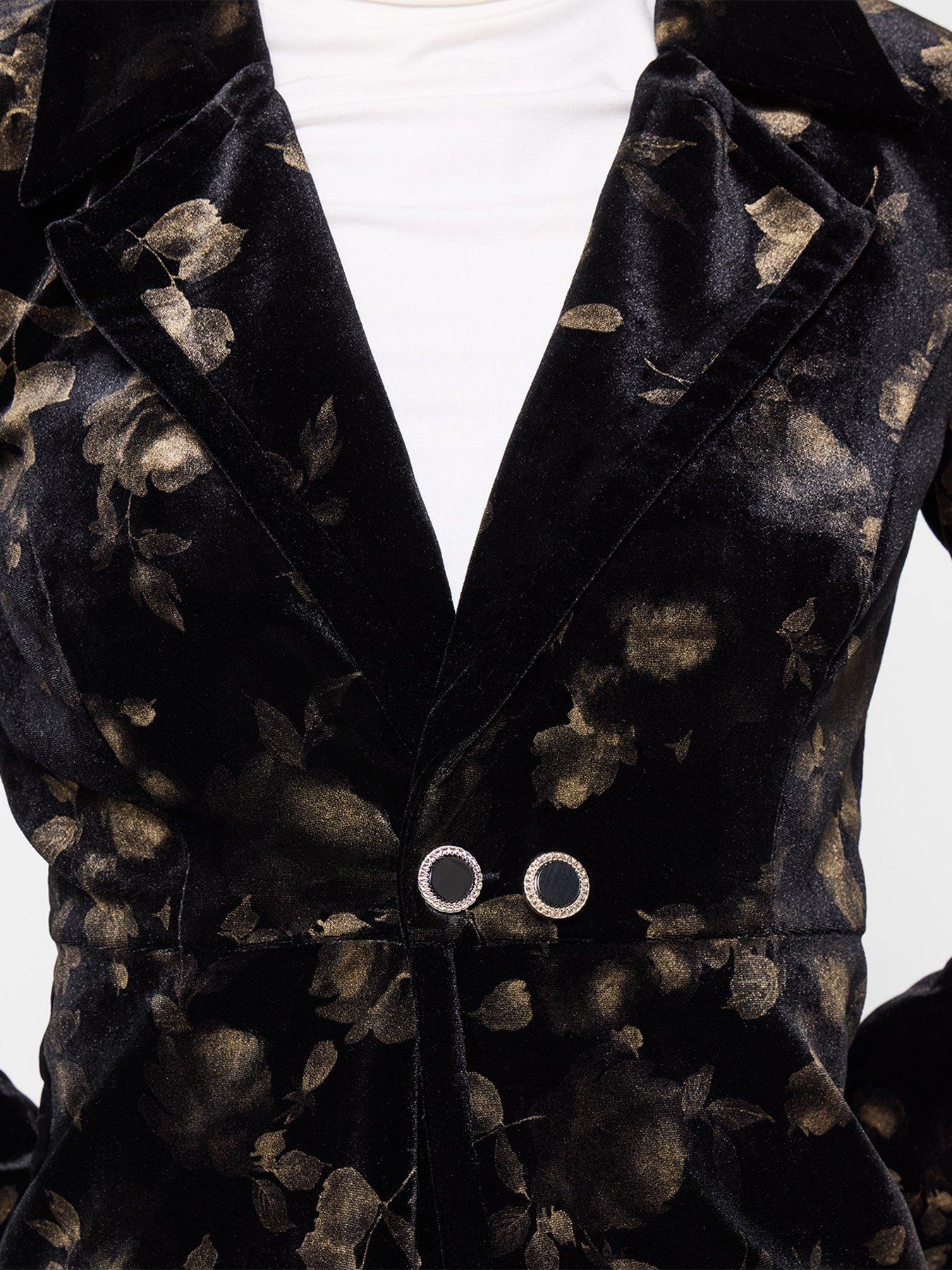 Image 5 of 7 of Joe Browns Womens Golden Florals Velvet Waisted Jacket - Black