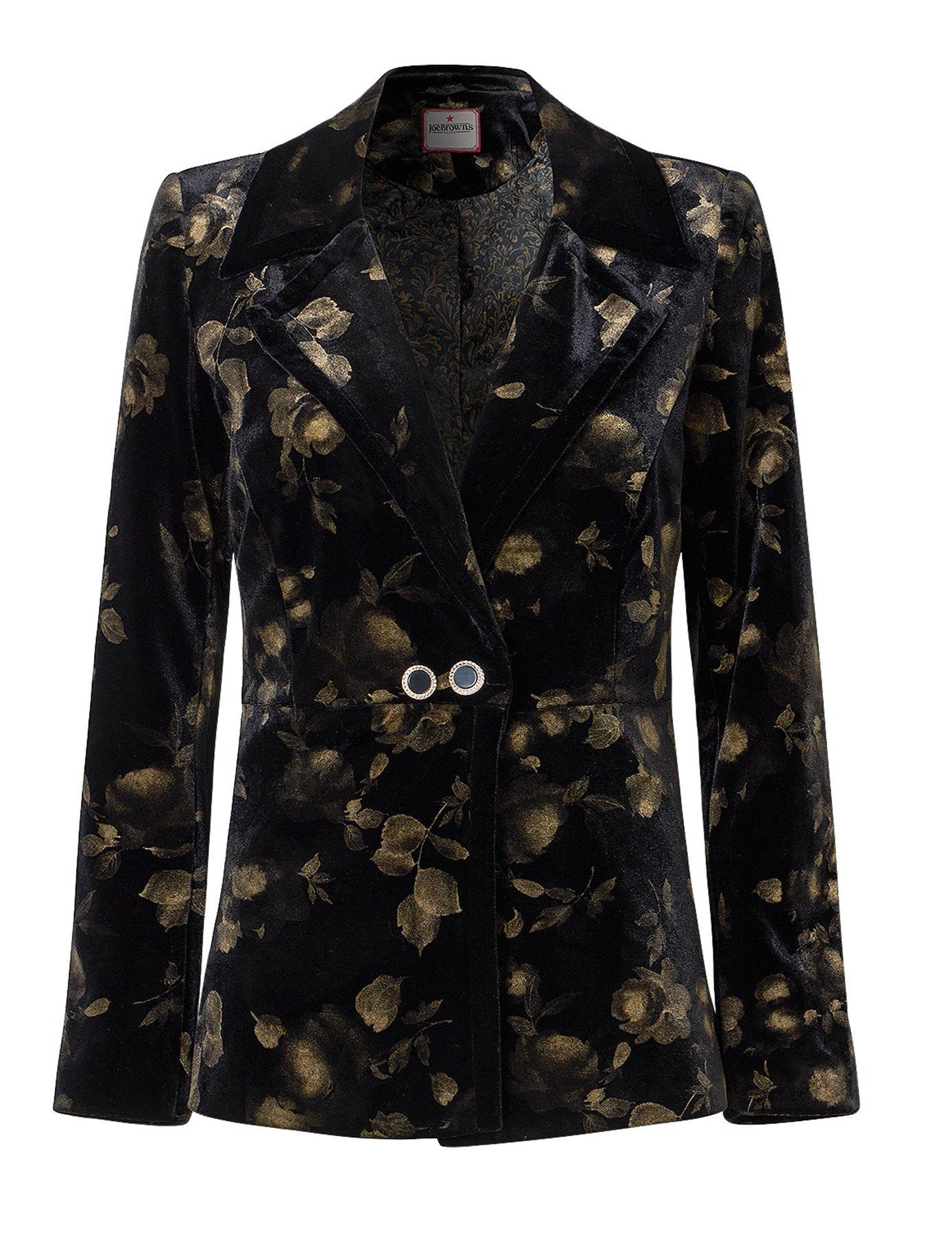Image 7 of 7 of Joe Browns Womens Golden Florals Velvet Waisted Jacket - Black