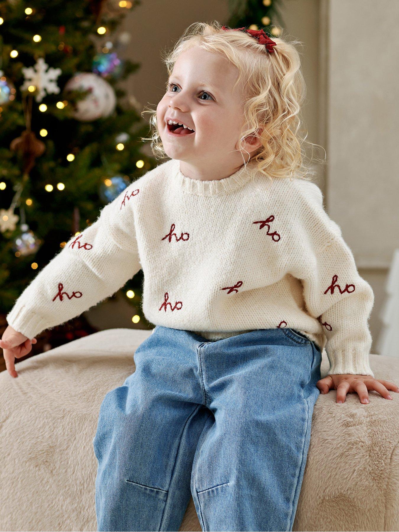 Mamas & Papas Baby Unisex Ho Ho Ho Knitted Christmas Jumper - Cream