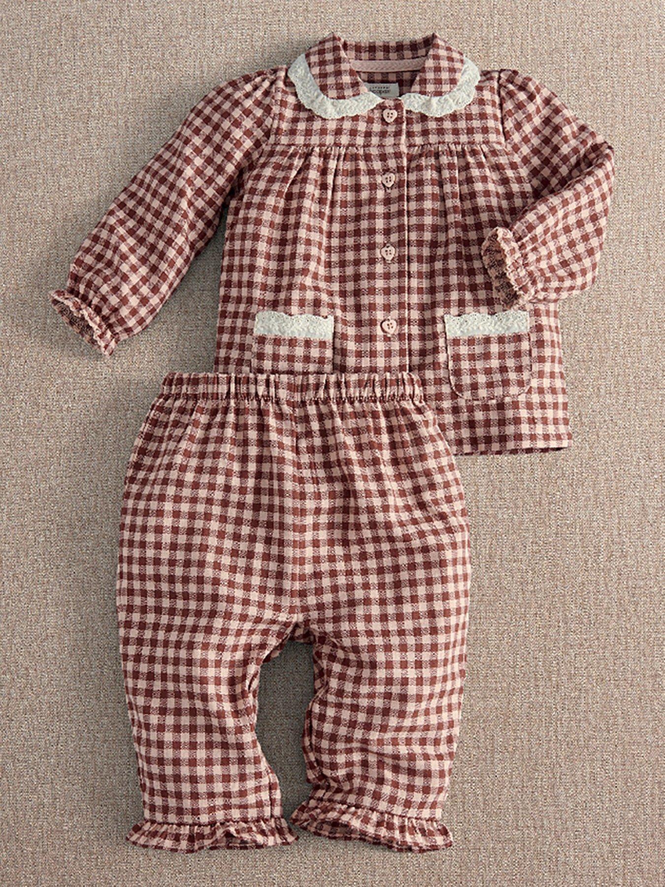 Mamas & Papas Baby Girls Collared Gingham Pyjama Set - Red