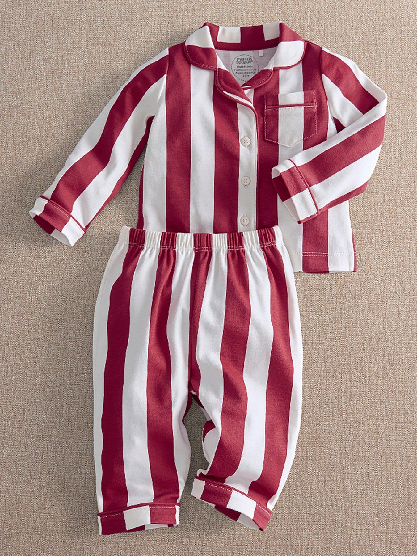 Image 1 of 2 of Mamas & Papas Baby Unisex Striped Button Through Collared Pyjamas - Red